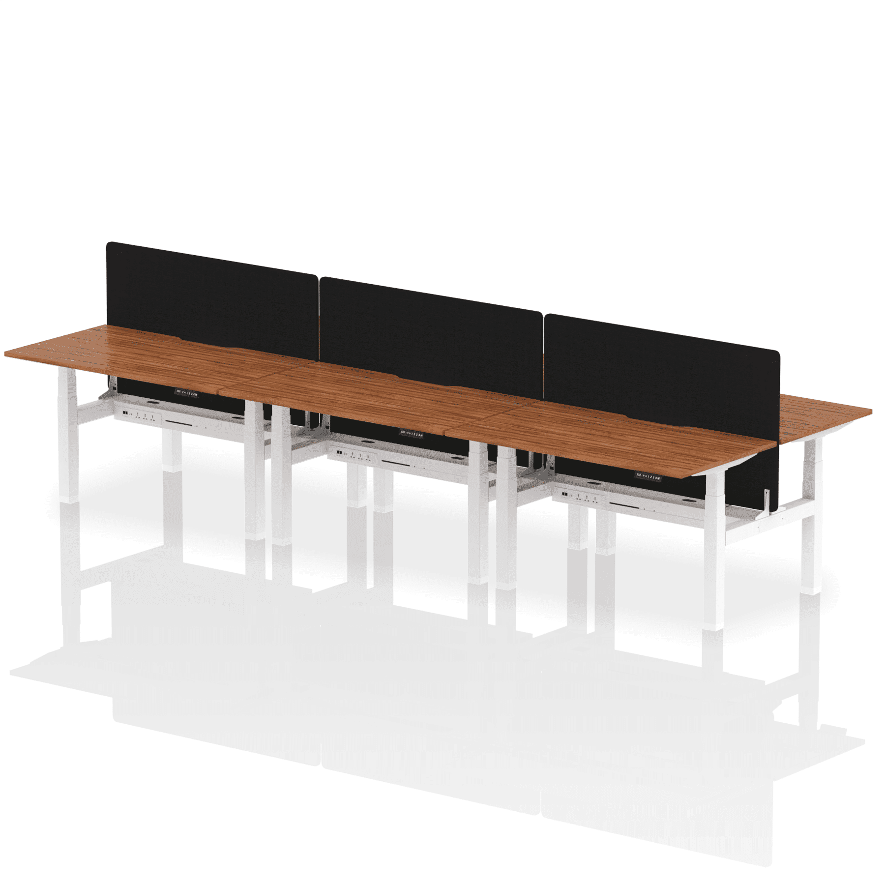Air Back-to-Back Scalloped Edge Height Adjustable Bench Desk - 6 Person with Black Straight Screen - Image 33