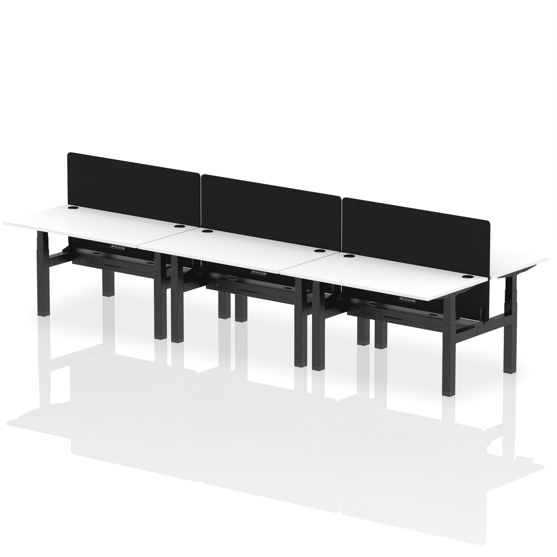 Air Back-to-Back Height Adjustable Bench Desk - 6 Person with Black Straight Screen - Image 34