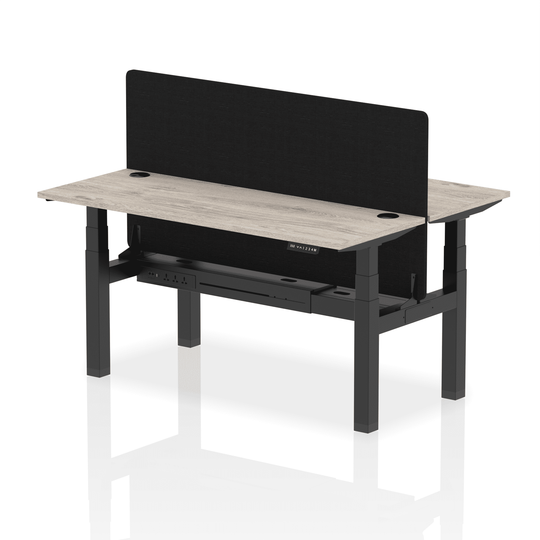 Air Back-to-Back Slimline Height Adjustable Bench Desk - 2 Person with Black Straight Screen - Image 40