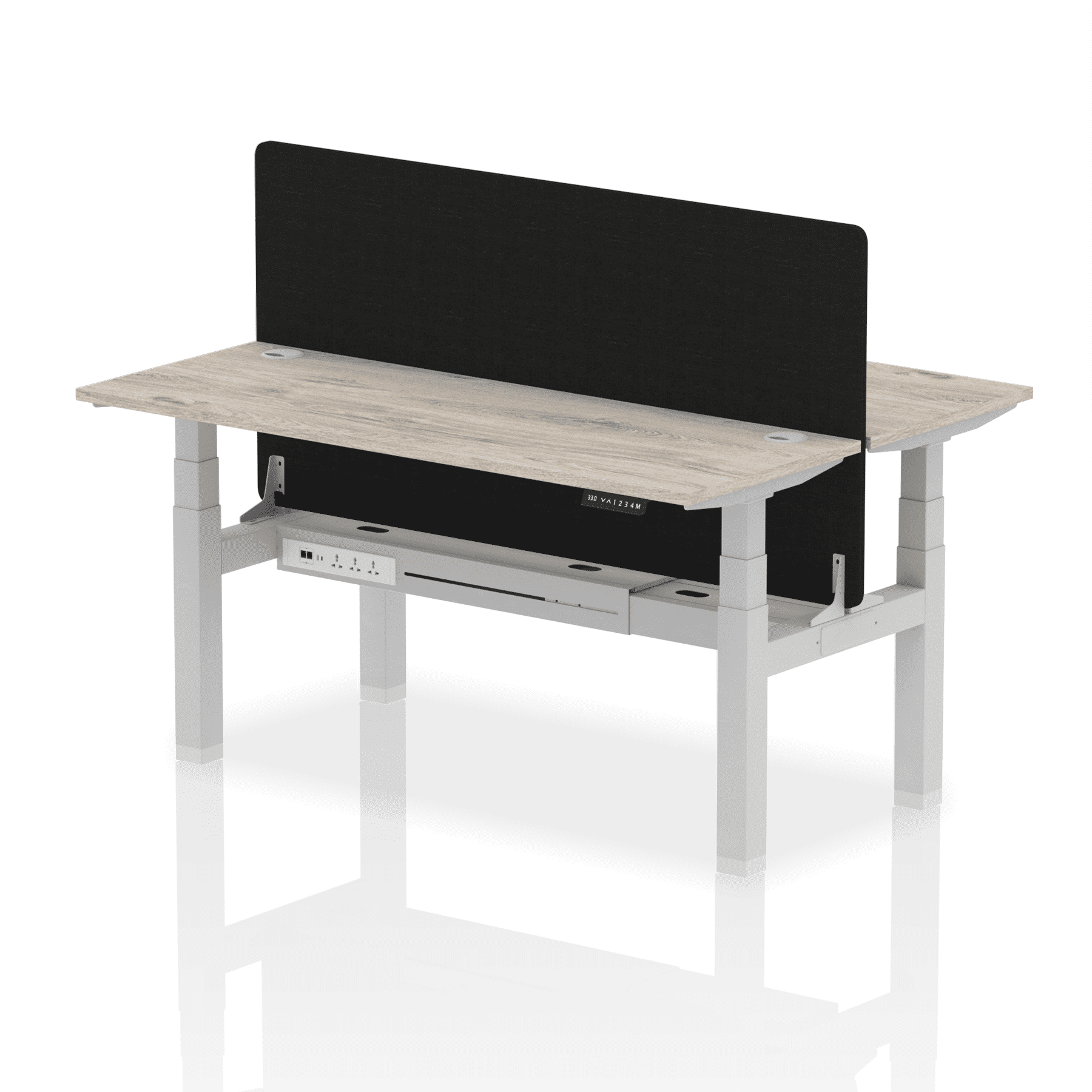 Air Back-to-Back Slimline Height Adjustable Bench Desk - 2 Person with Black Straight Screen - Image 41