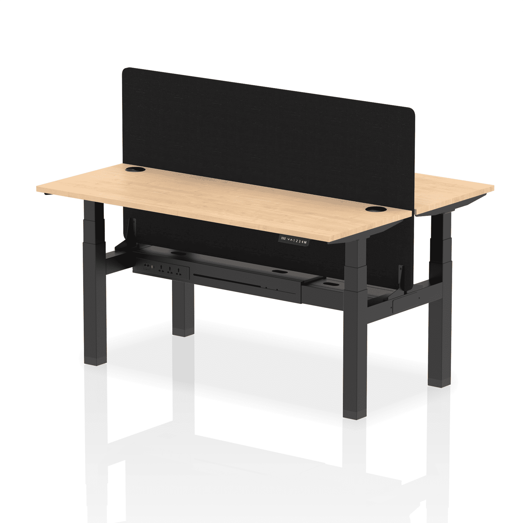 Air Back-to-Back Slimline Height Adjustable Bench Desk - 2 Person with Black Straight Screen - Image 43