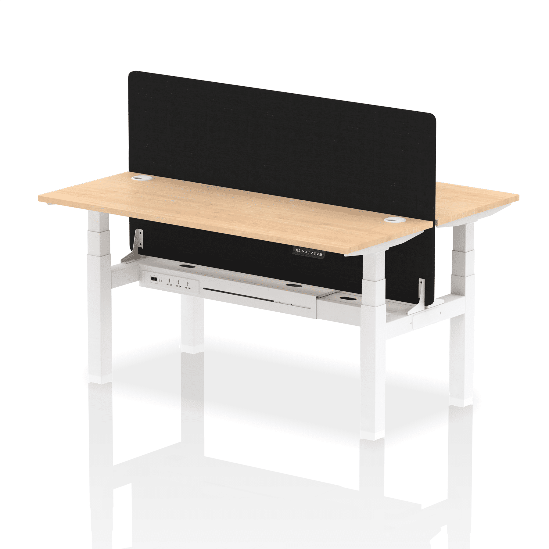 Air Back-to-Back Slimline Height Adjustable Bench Desk - 2 Person with Black Straight Screen - Image 45