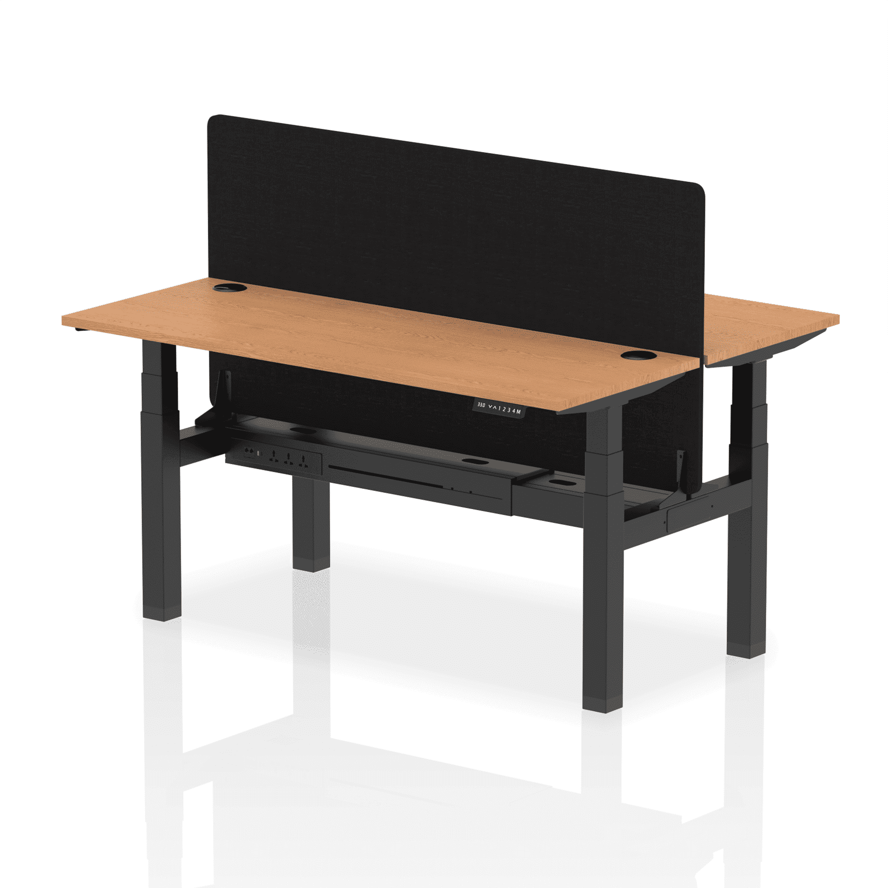 Air Back-to-Back Slimline Height Adjustable Bench Desk - 2 Person with Black Straight Screen - Image 46