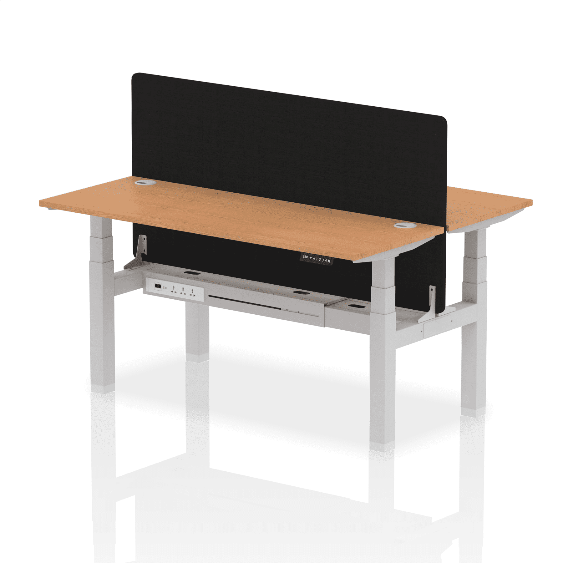 Air Back-to-Back Slimline Height Adjustable Bench Desk - 2 Person with Black Straight Screen - Image 47