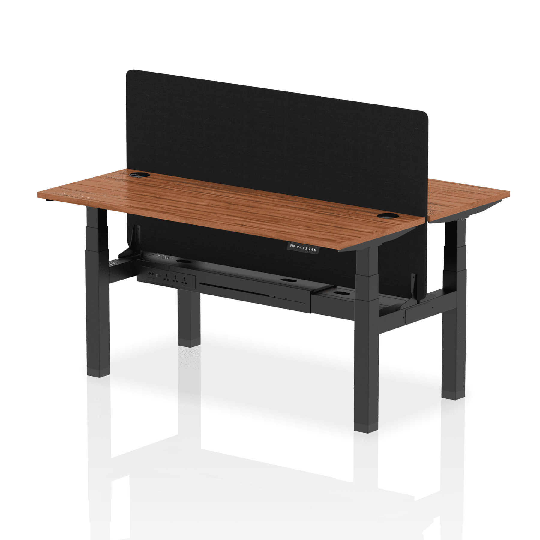 Air Back-to-Back Slimline Height Adjustable Bench Desk - 2 Person with Black Straight Screen - Image 49