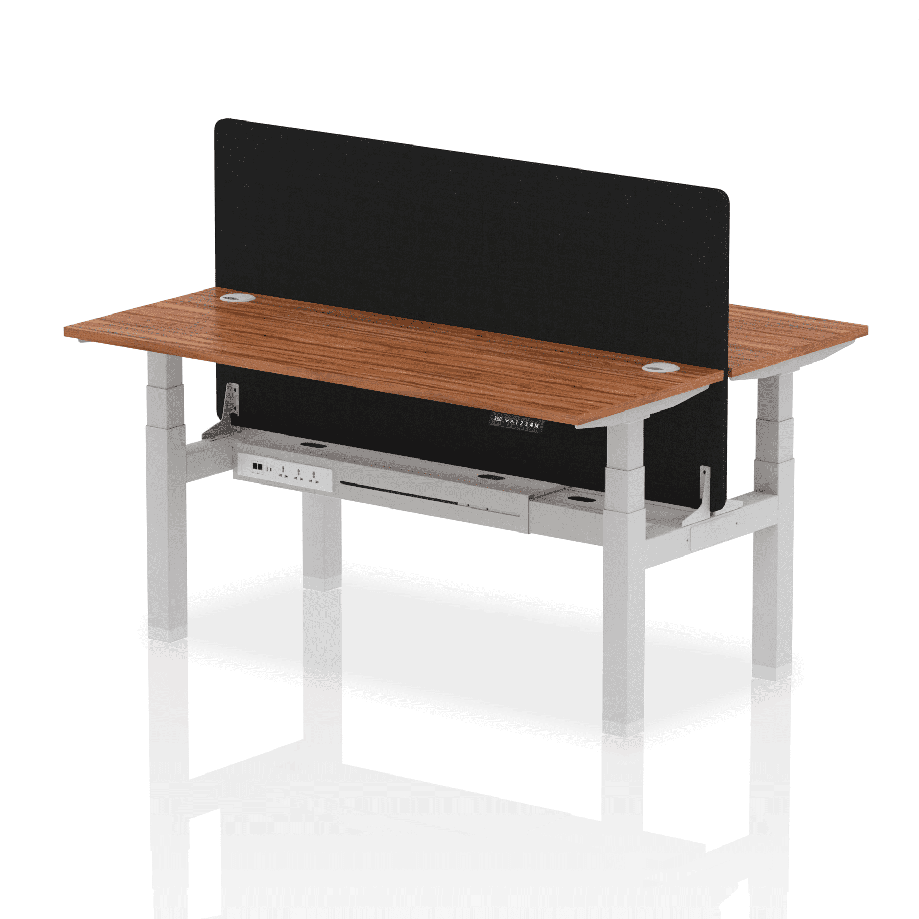 Air Back-to-Back Slimline Height Adjustable Bench Desk - 2 Person with Black Straight Screen - Image 50