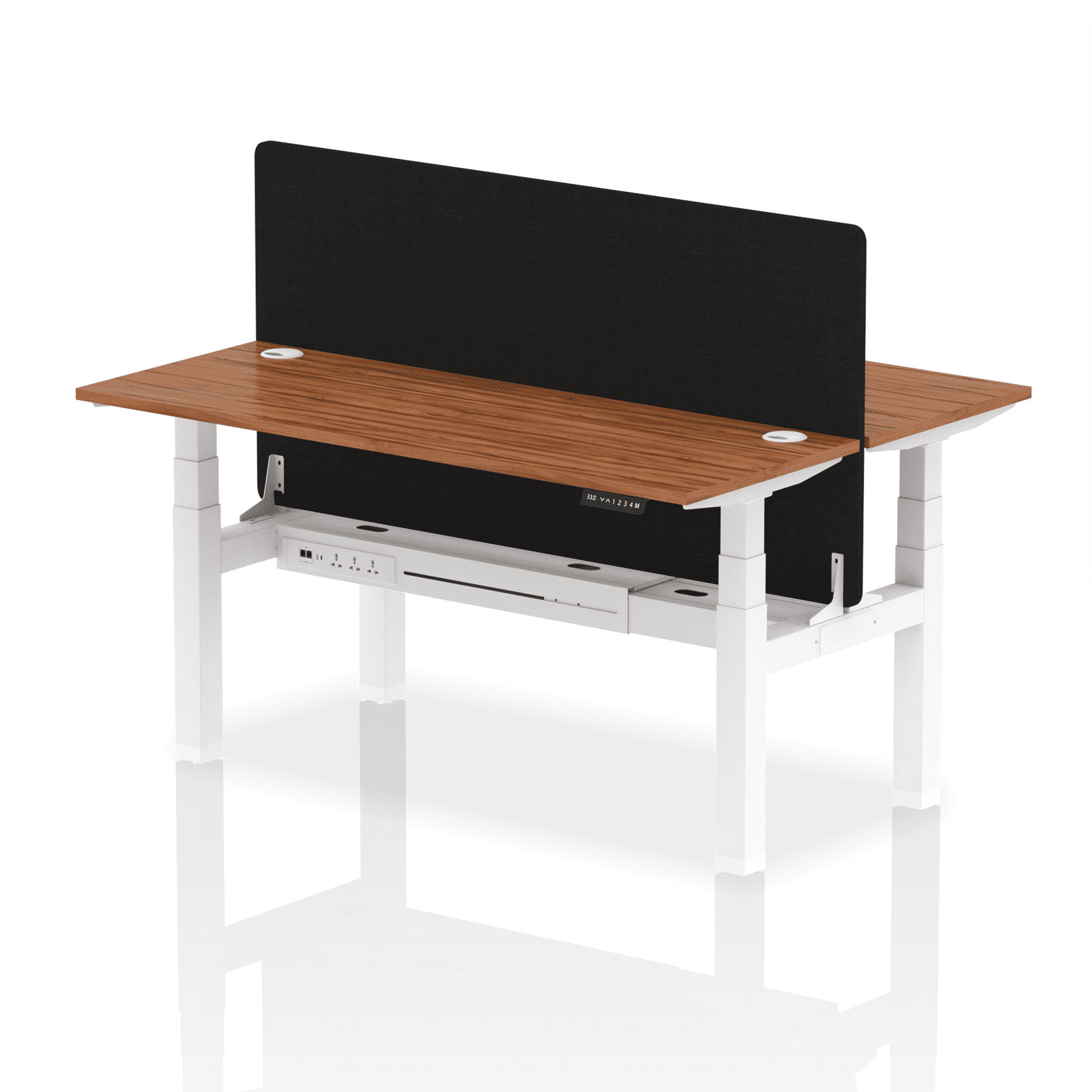 Air Back-to-Back Slimline Height Adjustable Bench Desk - 2 Person with Black Straight Screen - Image 51