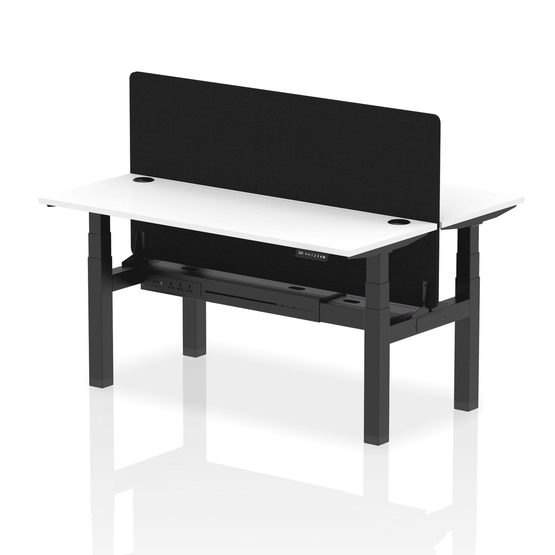 Air Back-to-Back Slimline Height Adjustable Bench Desk - 2 Person with Black Straight Screen - Image 52