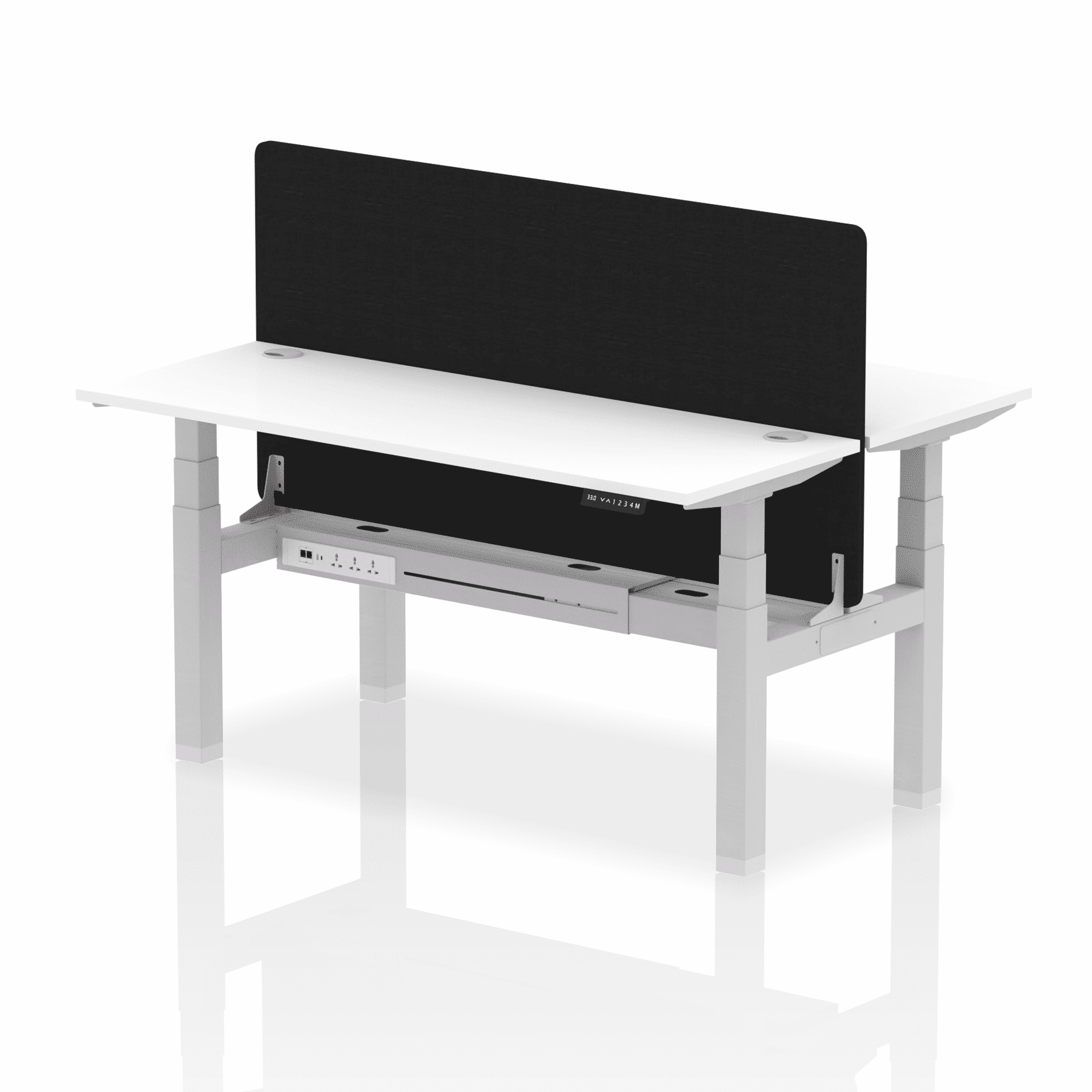 Air Back-to-Back Slimline Height Adjustable Bench Desk - 2 Person with Black Straight Screen - Image 53