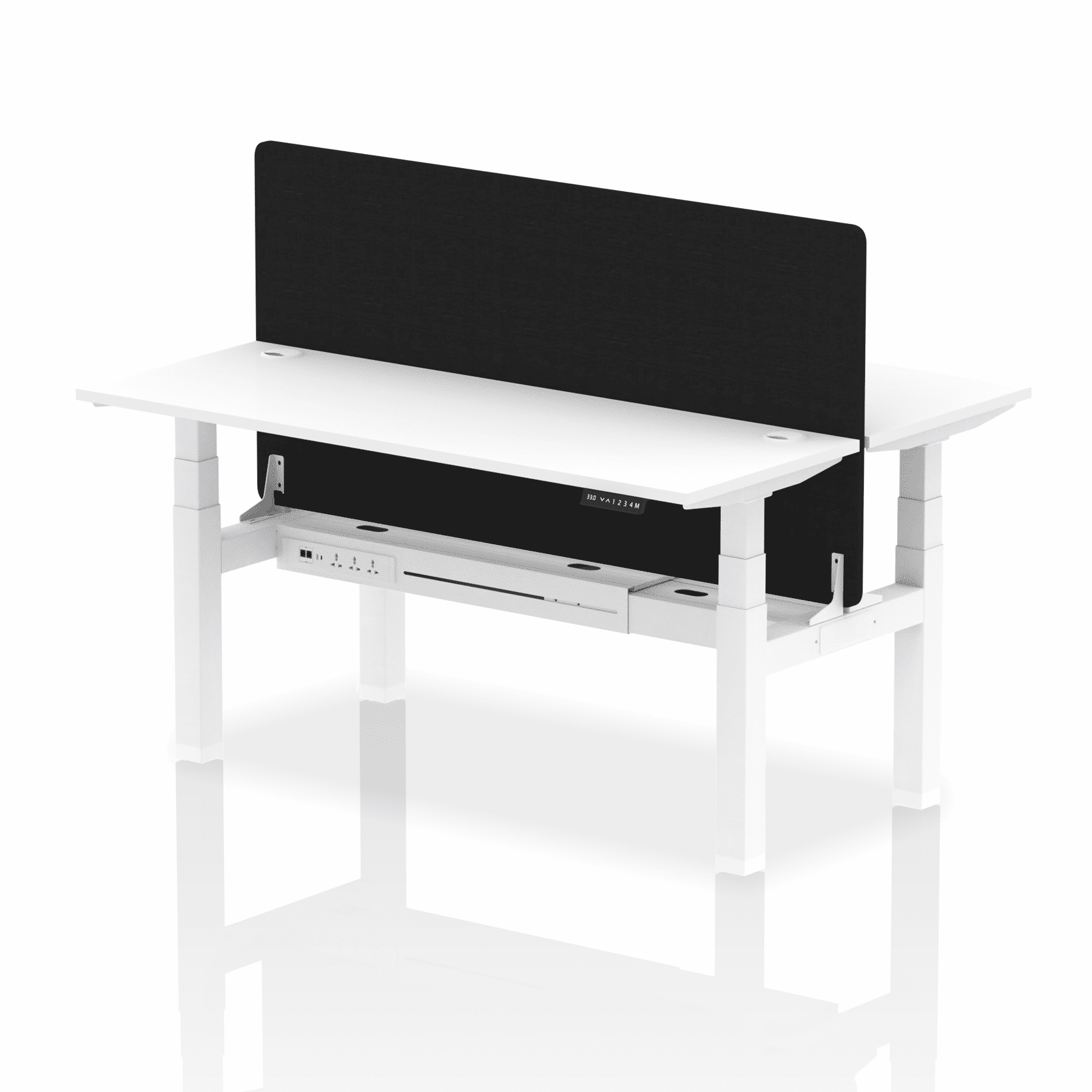 Air Back-to-Back Slimline Height Adjustable Bench Desk - 2 Person with Black Straight Screen - Image 54