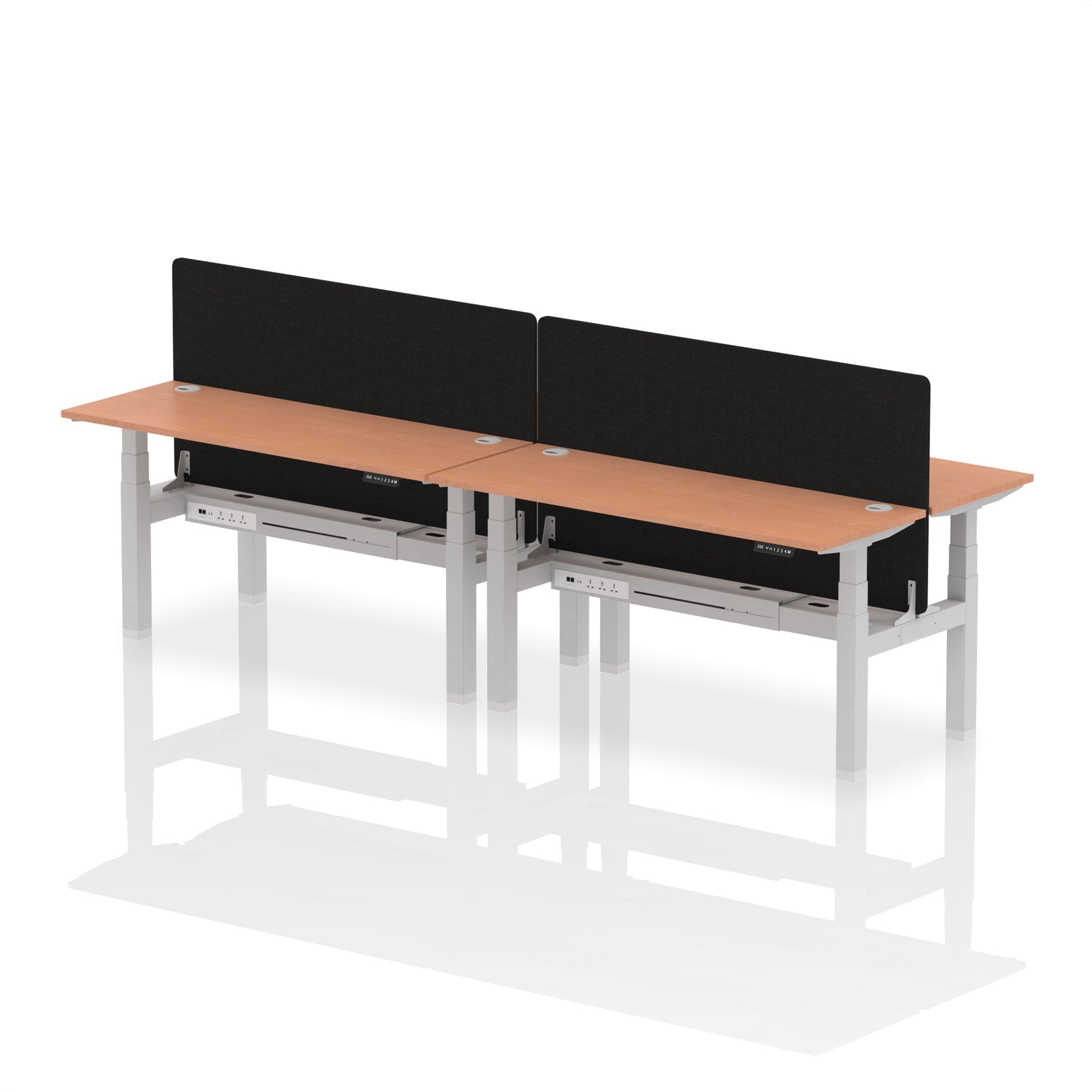 Air Back-to-Back Slimline Height Adjustable Bench Desk - 4 Person with Black Straight Screen - Image 38
