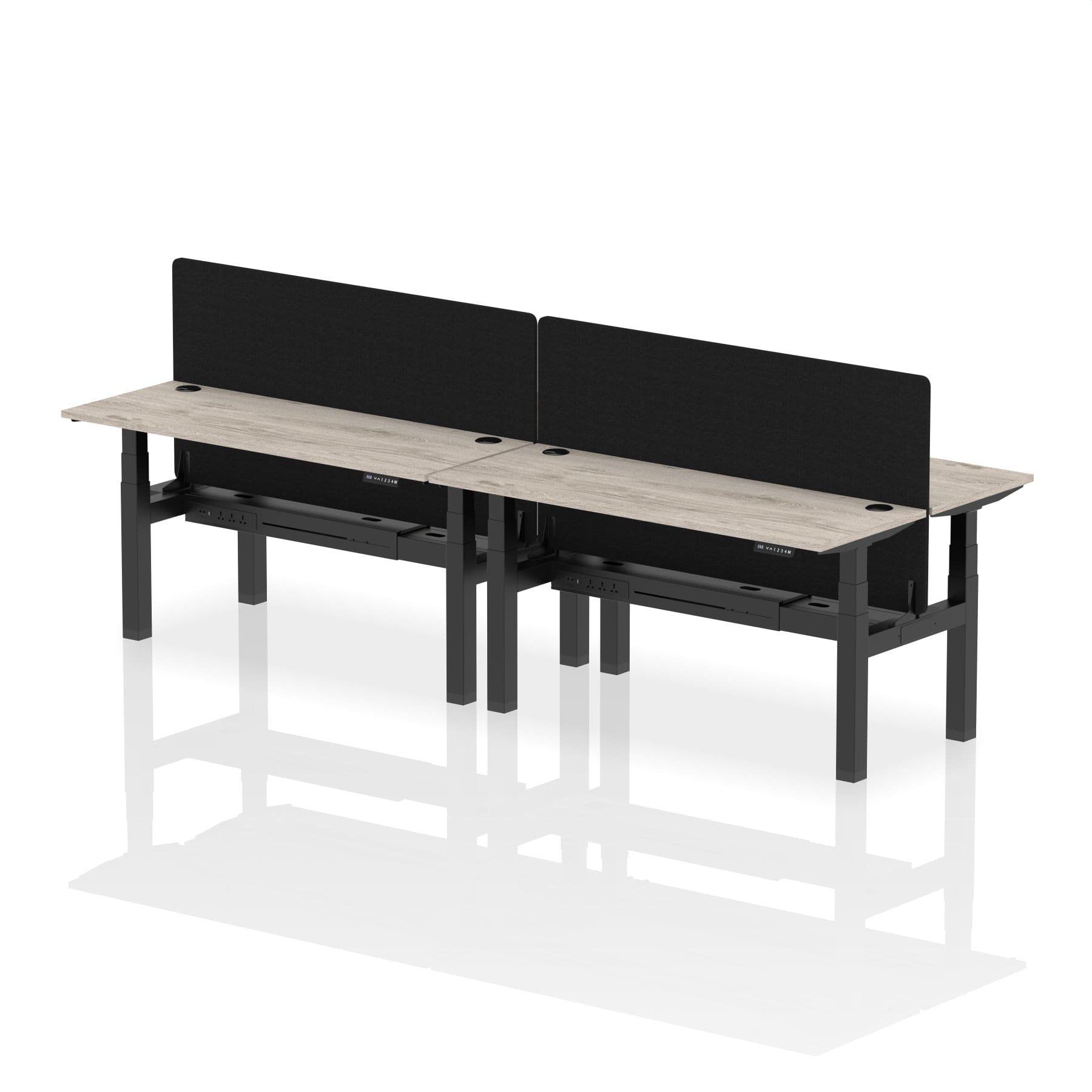 Air Back-to-Back Slimline Height Adjustable Bench Desk - 4 Person with Black Straight Screen - Image 40