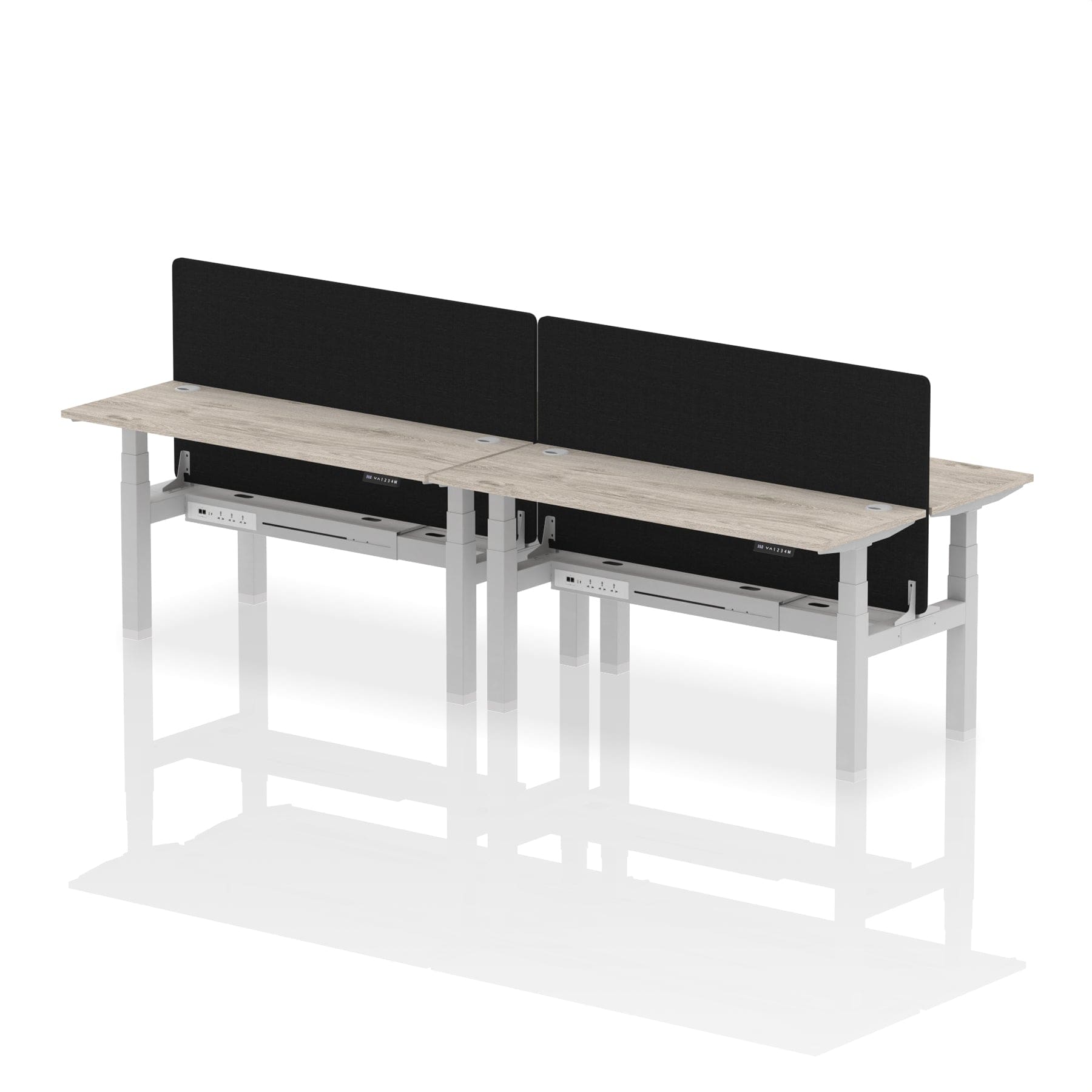 Air Back-to-Back Slimline Height Adjustable Bench Desk - 4 Person with Black Straight Screen - Image 41