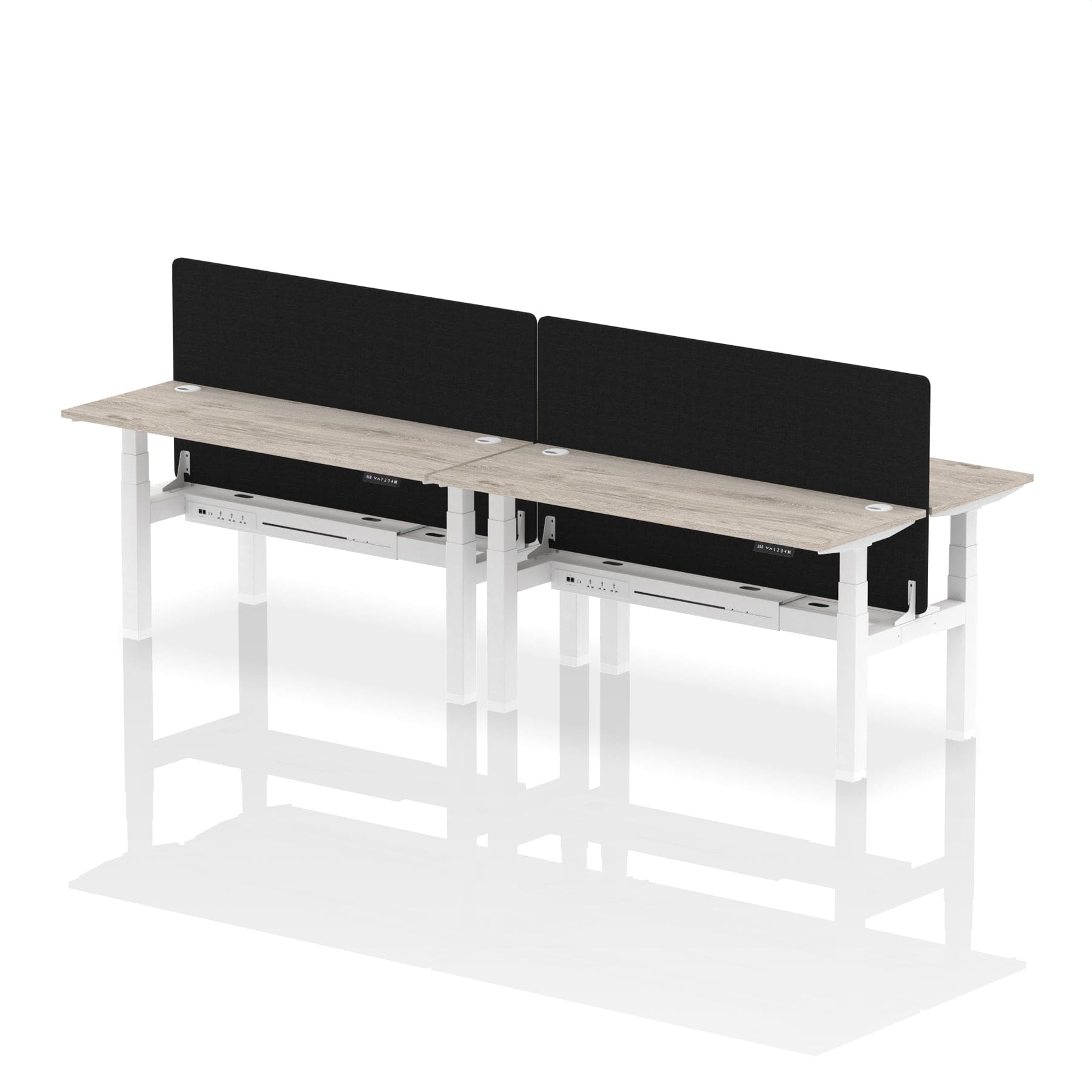 Air Back-to-Back Slimline Height Adjustable Bench Desk - 4 Person with Black Straight Screen - Image 42