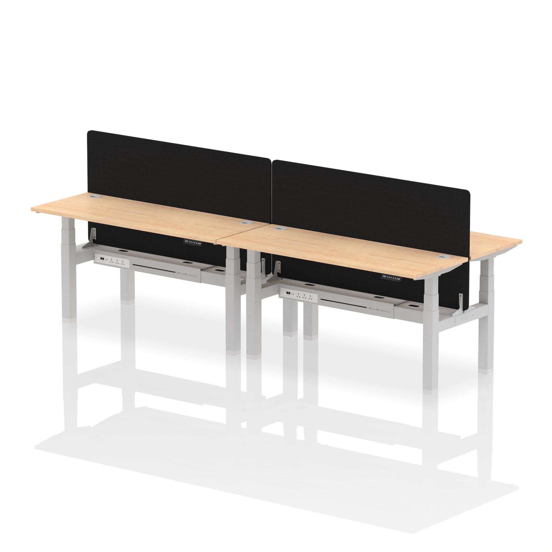 Air Back-to-Back Slimline Height Adjustable Bench Desk - 4 Person with Black Straight Screen - Image 44