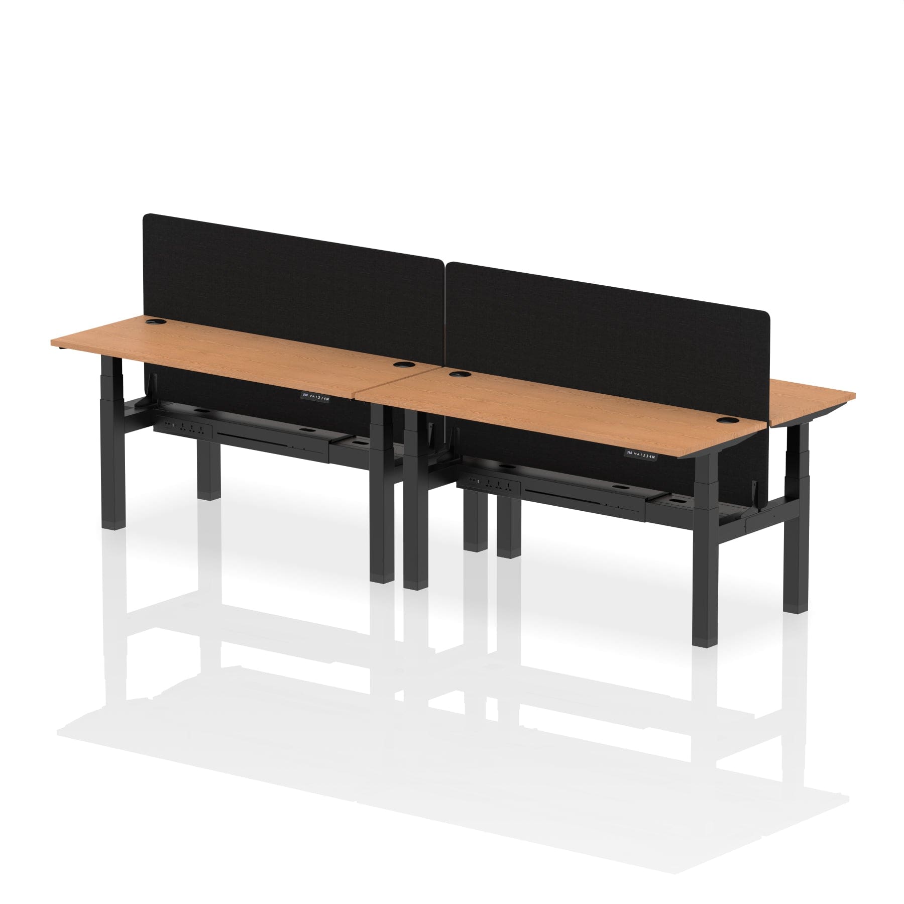 Air Back-to-Back Slimline Height Adjustable Bench Desk - 4 Person with Black Straight Screen - Image 46