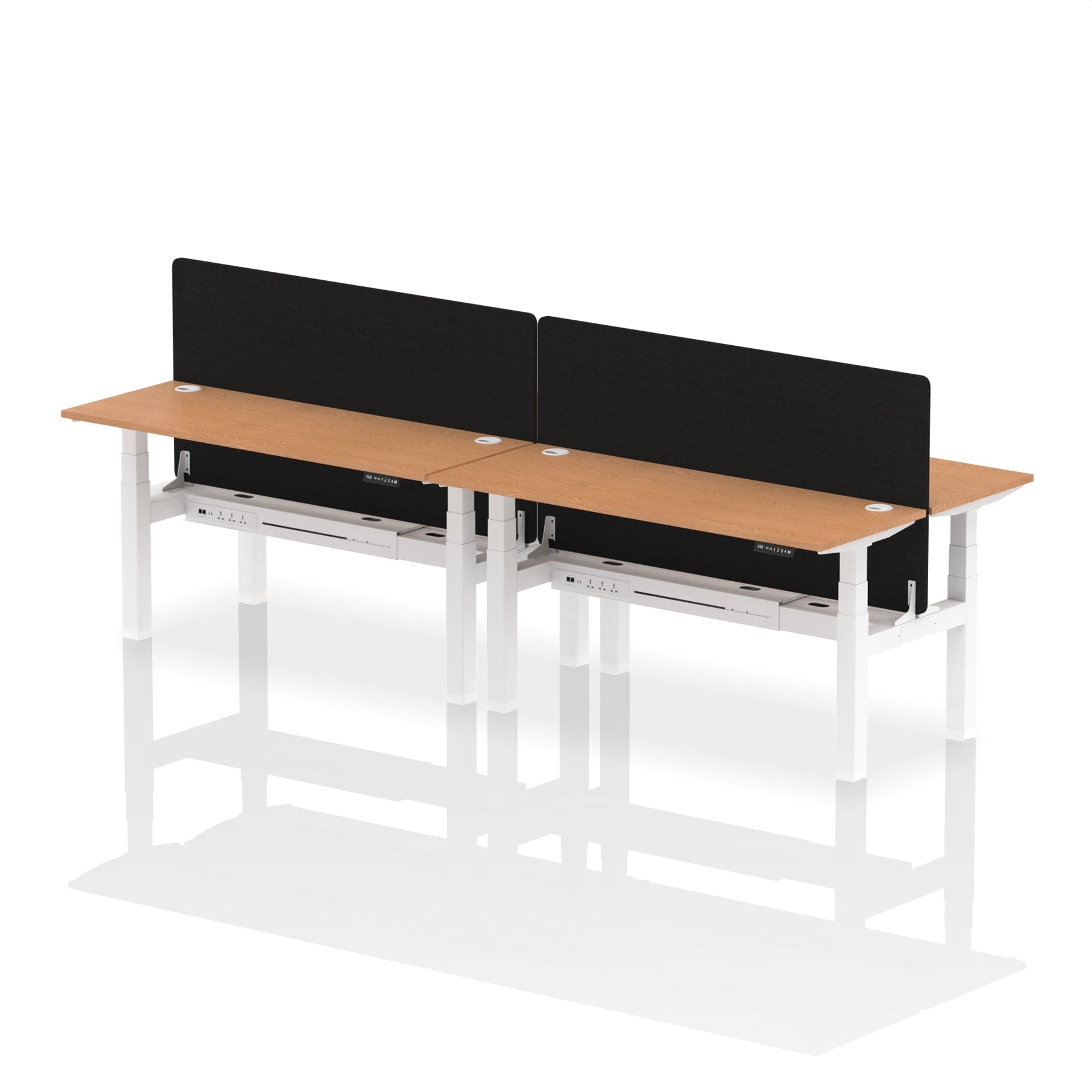 Air Back-to-Back Slimline Height Adjustable Bench Desk - 4 Person with Black Straight Screen - Image 48