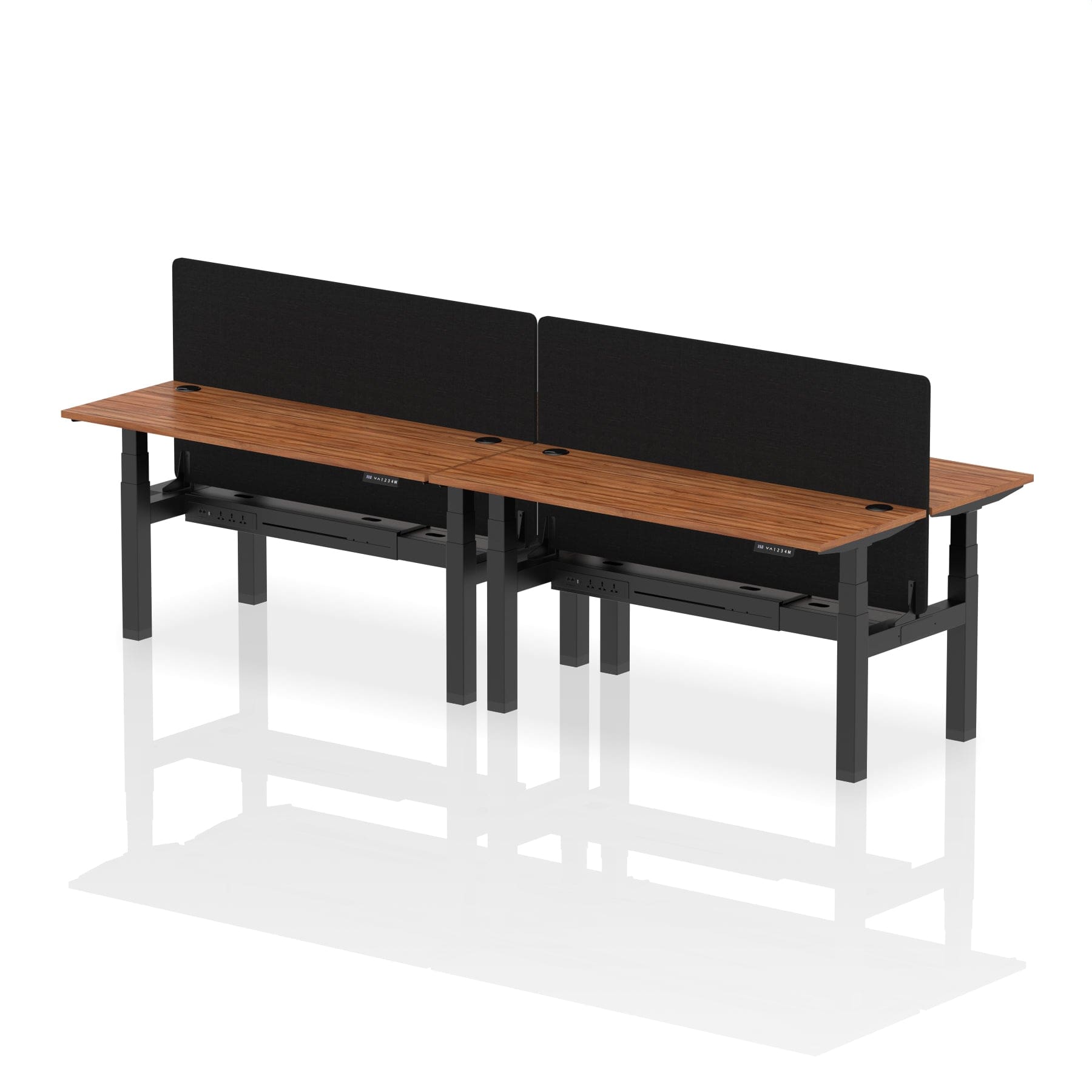 Air Back-to-Back Slimline Height Adjustable Bench Desk - 4 Person with Black Straight Screen - Image 49