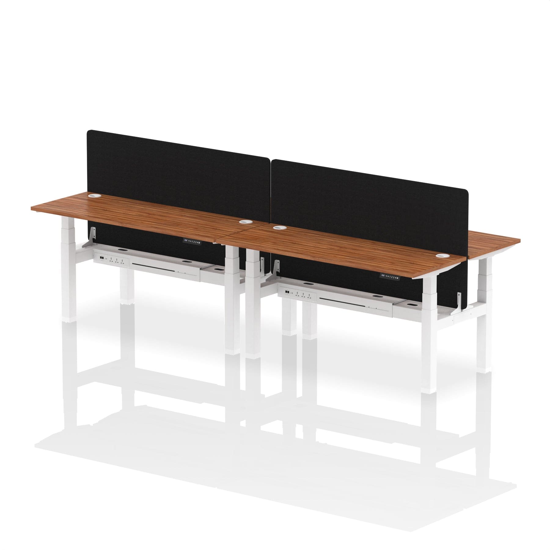 Air Back-to-Back Slimline Height Adjustable Bench Desk - 4 Person with Black Straight Screen - Image 51