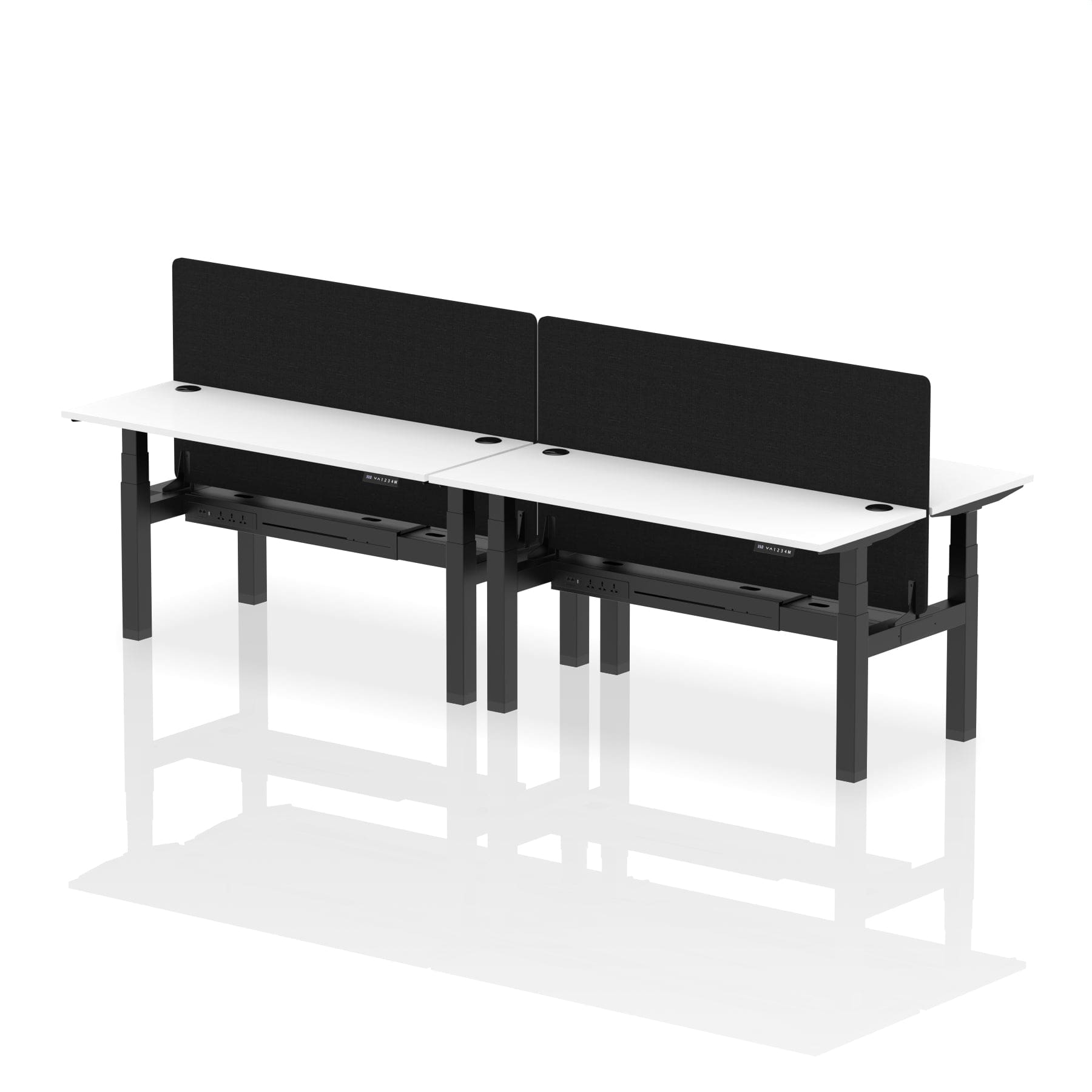 Air Back-to-Back Slimline Height Adjustable Bench Desk - 4 Person with Black Straight Screen - Image 52