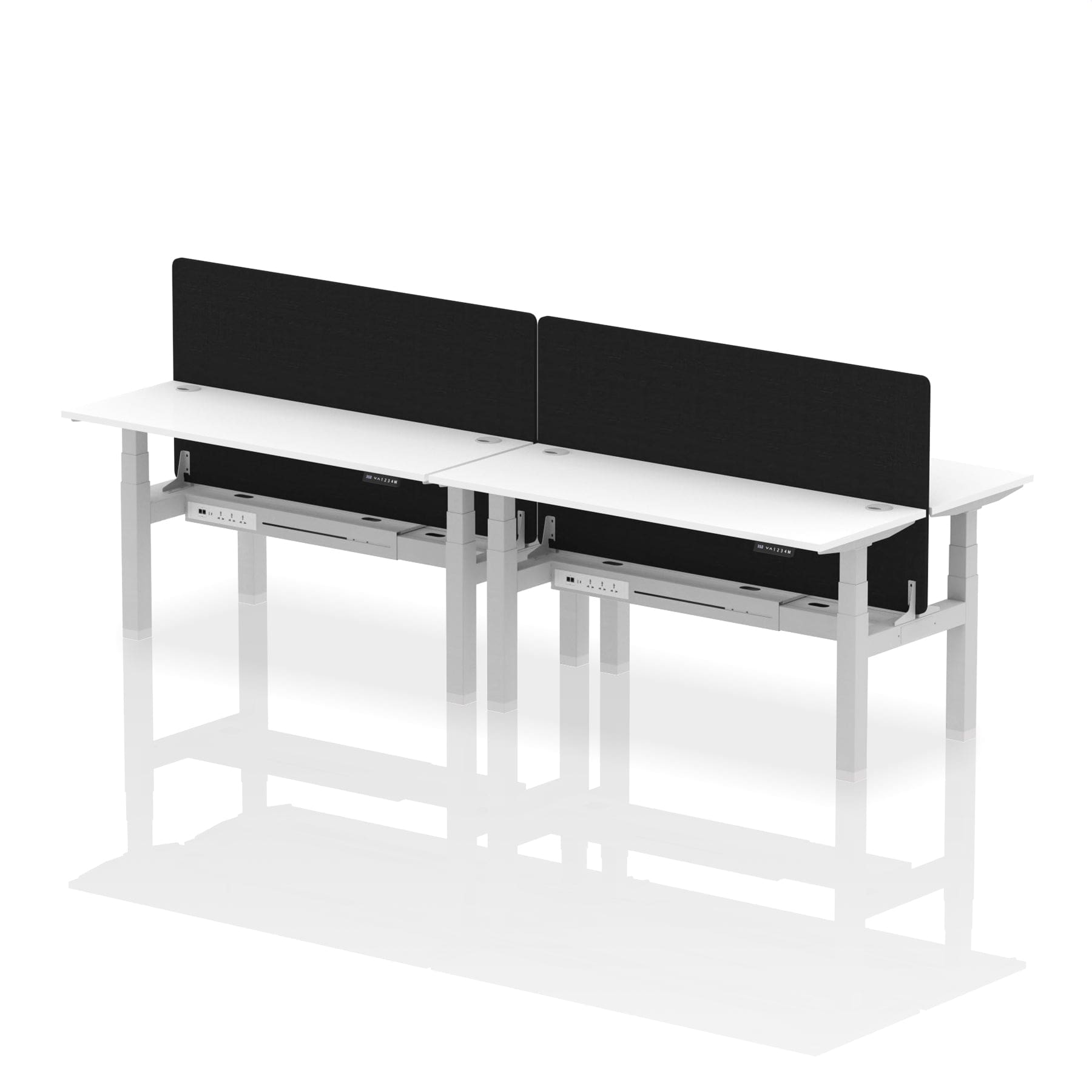 Air Back-to-Back Slimline Height Adjustable Bench Desk - 4 Person with Black Straight Screen - Image 53