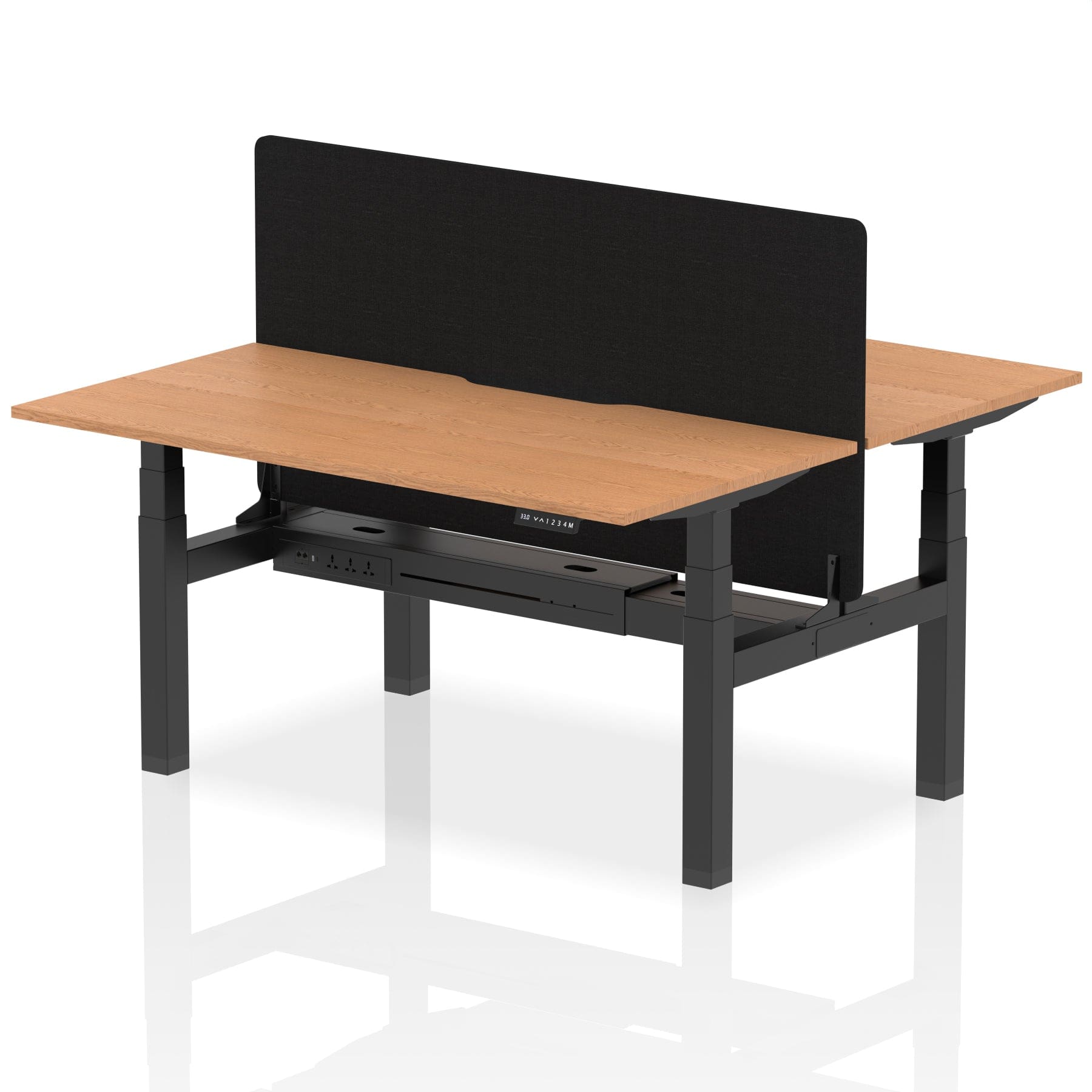 Air Back-to-Back Scalloped Edge Height Adjustable Bench Desk - 2 Person with Black Straight Screen - Image 45