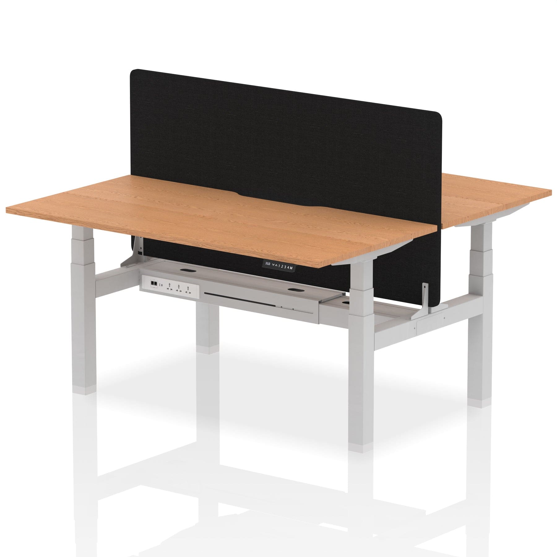 Air Back-to-Back Scalloped Edge Height Adjustable Bench Desk - 2 Person with Black Straight Screen - Image 46