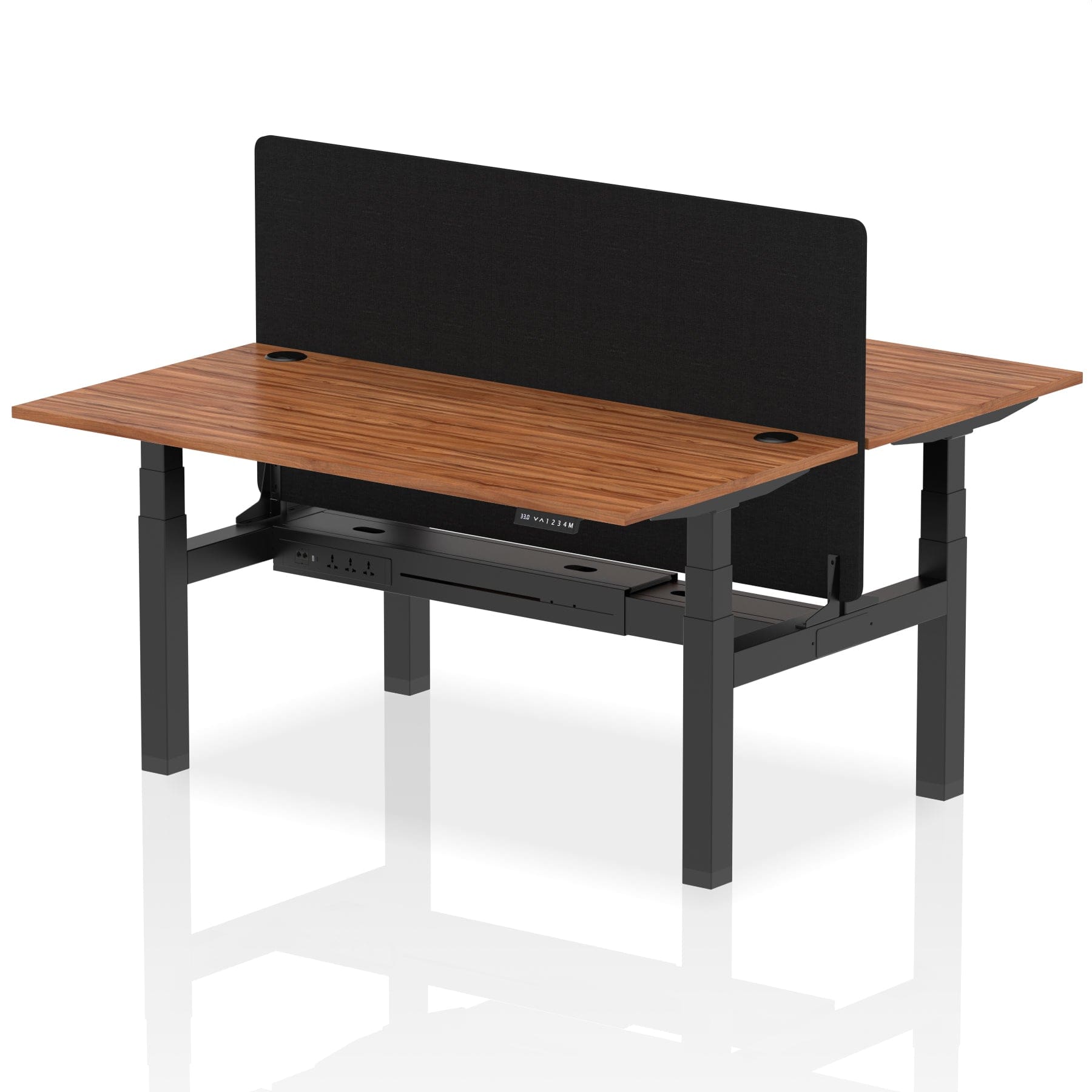 Air Back-to-Back Height Adjustable Bench Desk - 2 Person with Black Straight Screen - Image 49