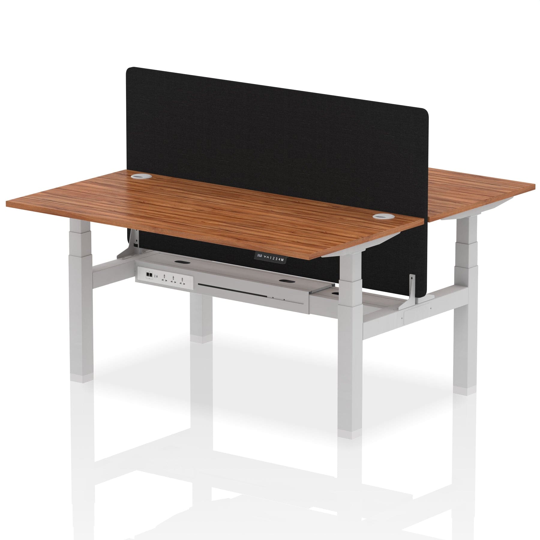 Air Back-to-Back Height Adjustable Bench Desk - 2 Person with Black Straight Screen - Image 50