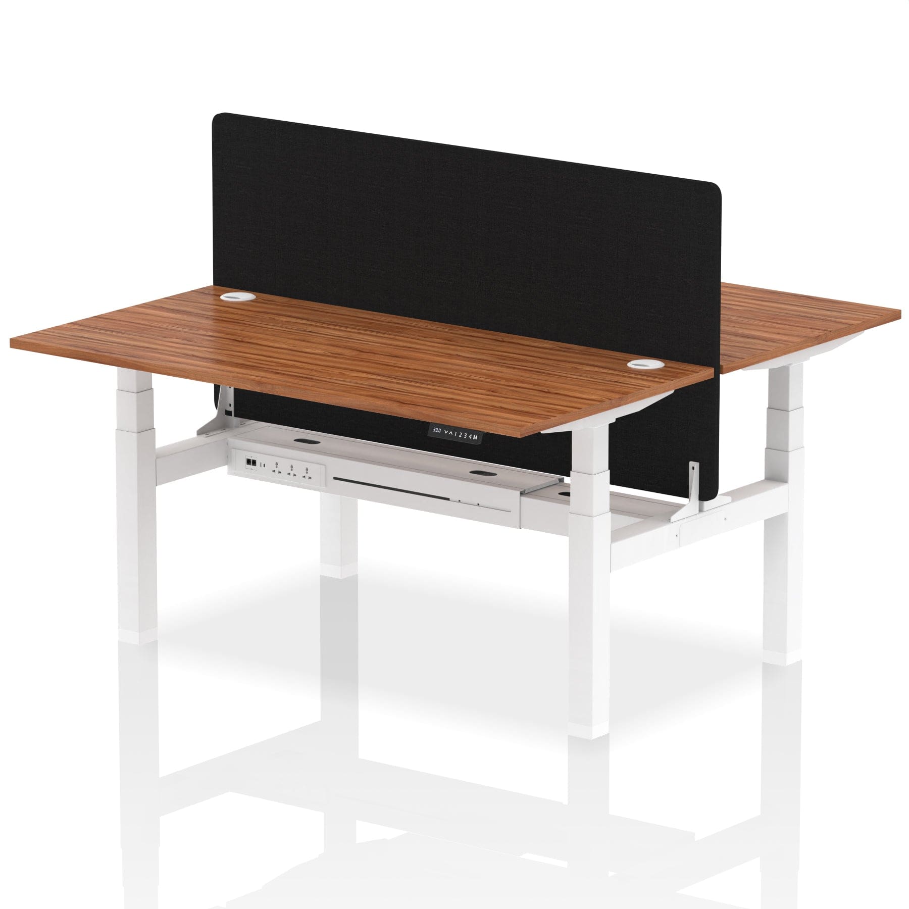 Air Back-to-Back Height Adjustable Bench Desk - 2 Person with Black Straight Screen - Image 51