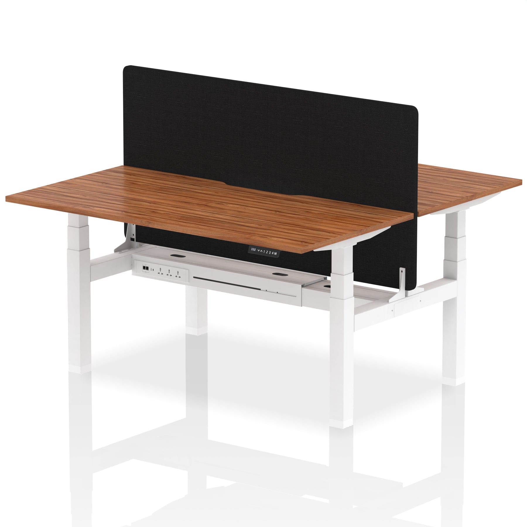 Air Back-to-Back Scalloped Edge Height Adjustable Bench Desk - 2 Person with Black Straight Screen - Image 50