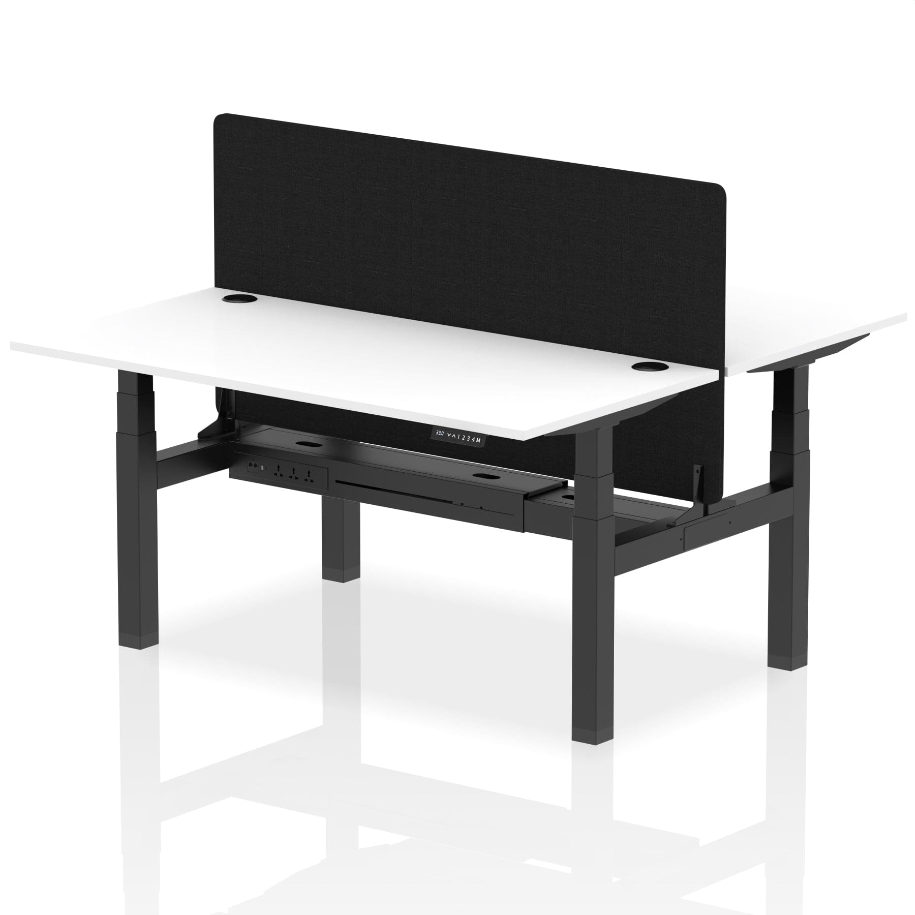 Air Back-to-Back Height Adjustable Bench Desk - 2 Person with Black Straight Screen - Image 52