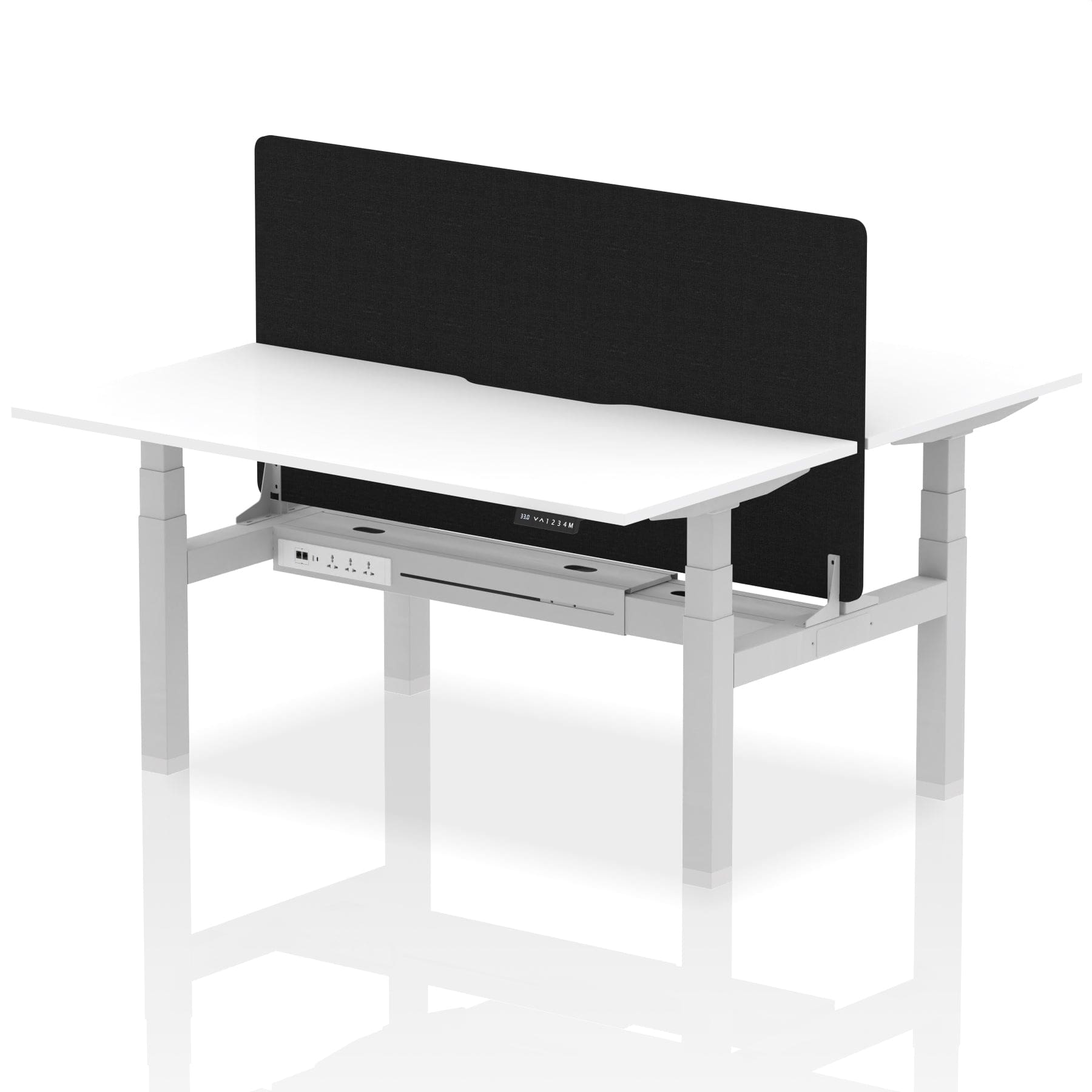 Air Back-to-Back Scalloped Edge Height Adjustable Bench Desk - 2 Person with Black Straight Screen - Image 52