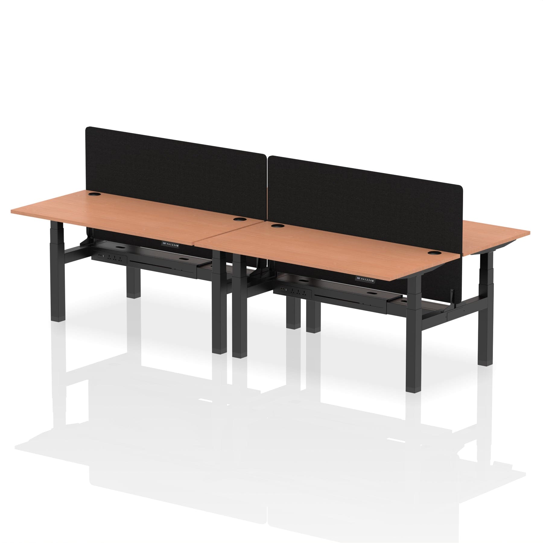 Air Back-to-Back Height Adjustable Bench Desk - 4 Person with Black Straight Screen - Image 37