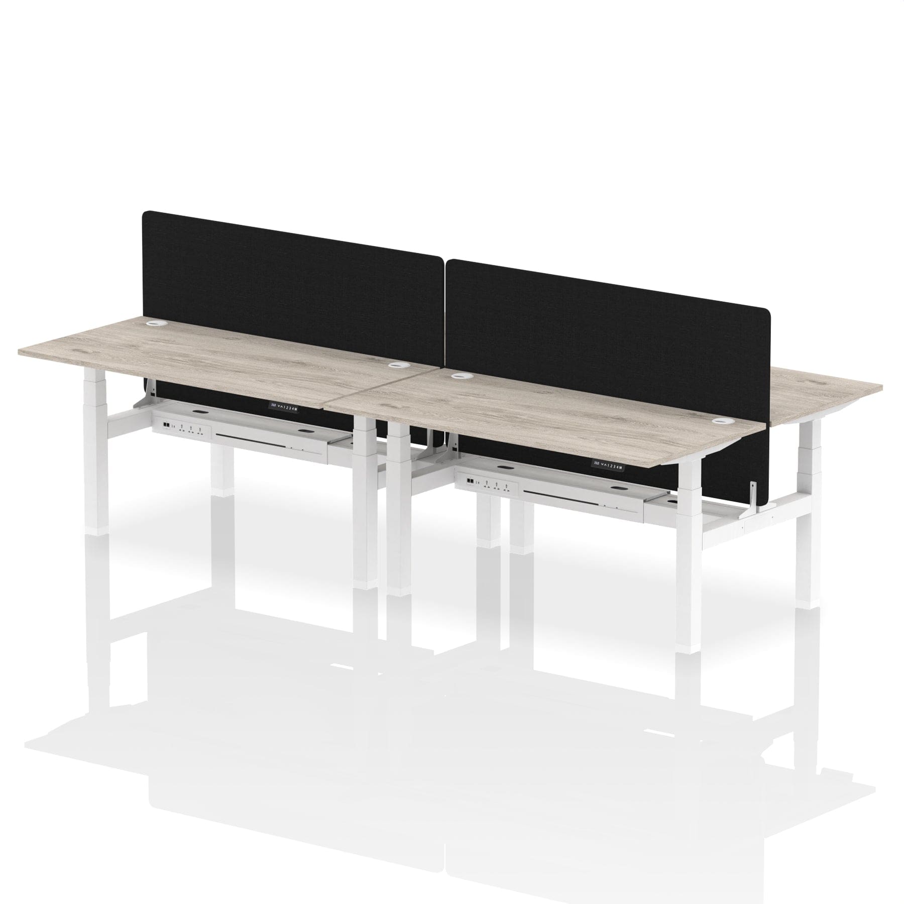 Air Back-to-Back Height Adjustable Bench Desk - 4 Person with Black Straight Screen - Image 42