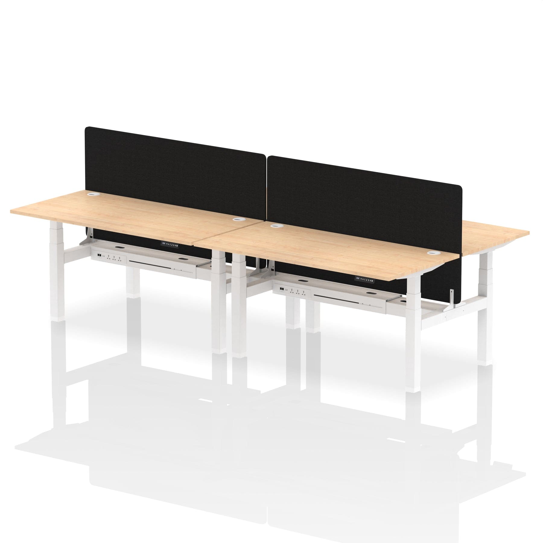 Air Back-to-Back Height Adjustable Bench Desk - 4 Person with Black Straight Screen - Image 45