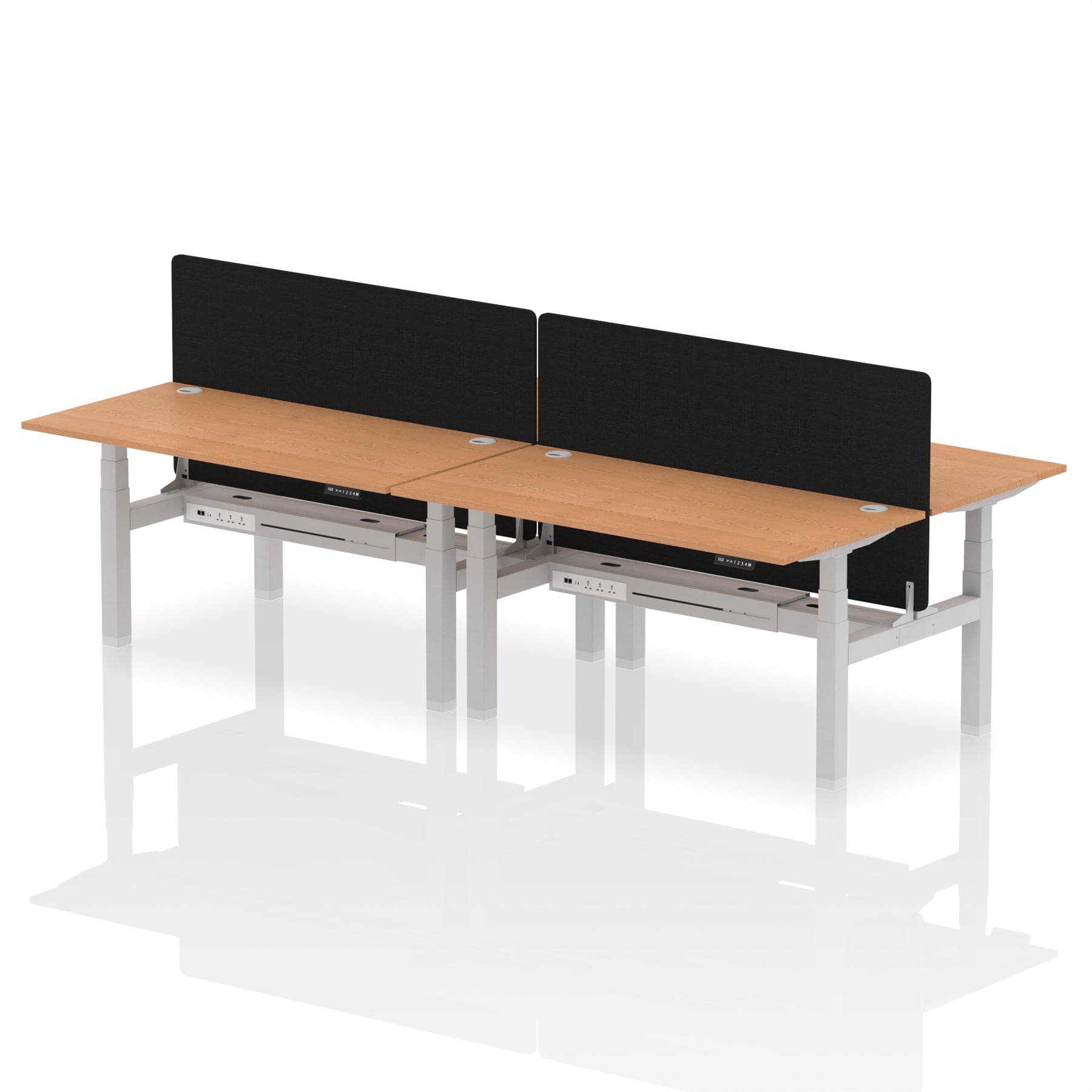Air Back-to-Back Height Adjustable Bench Desk - 4 Person with Black Straight Screen - Image 47