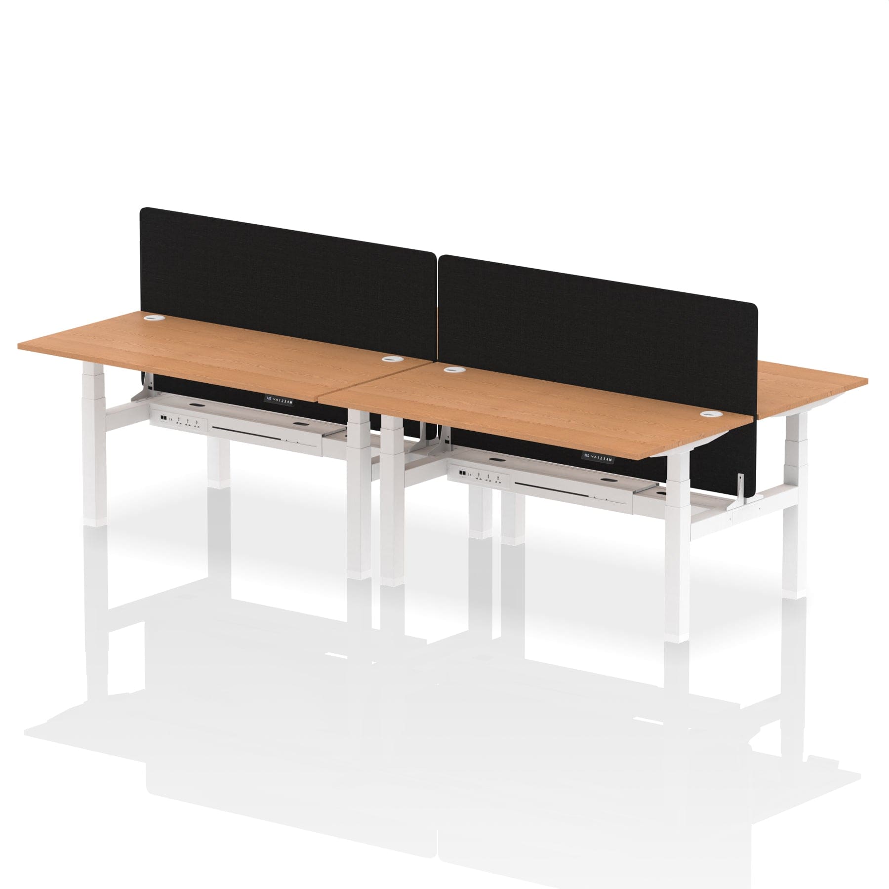 Air Back-to-Back Height Adjustable Bench Desk - 4 Person with Black Straight Screen - Image 48