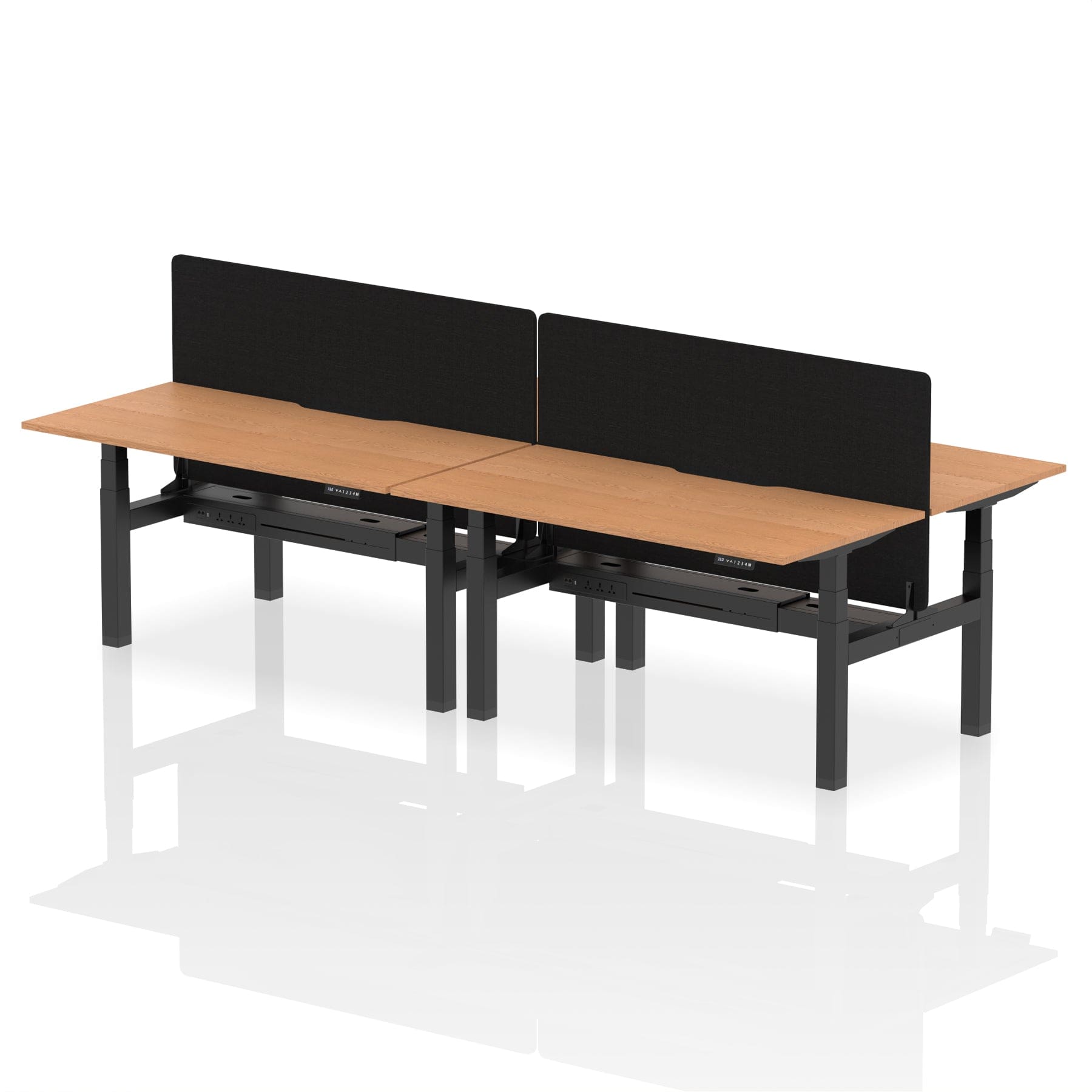 Air Back-to-Back Scalloped Edge Height Adjustable Bench Desk - 4 Person with Black Straight Screen - Image 46