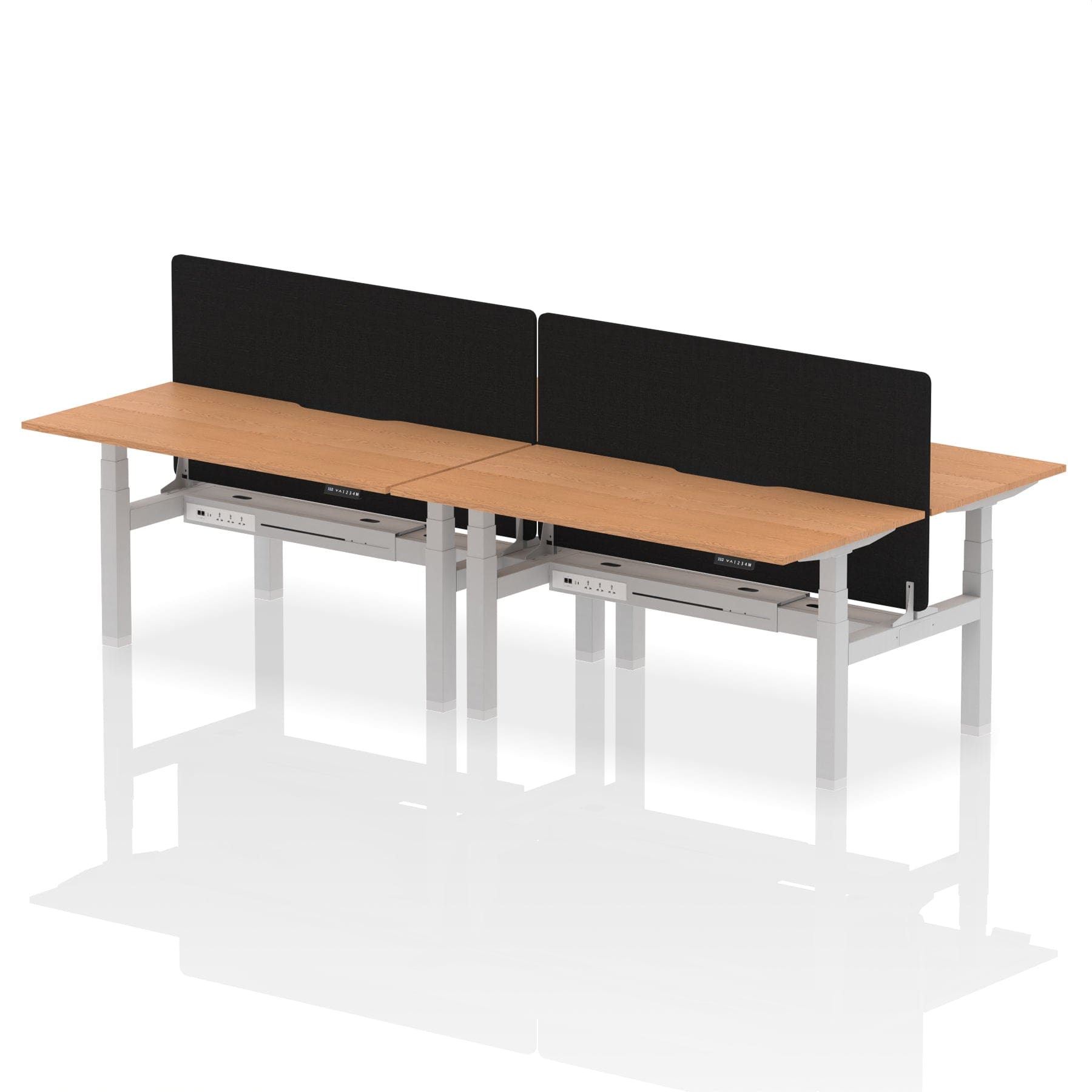 Air Back-to-Back Scalloped Edge Height Adjustable Bench Desk - 4 Person with Black Straight Screen - Image 47