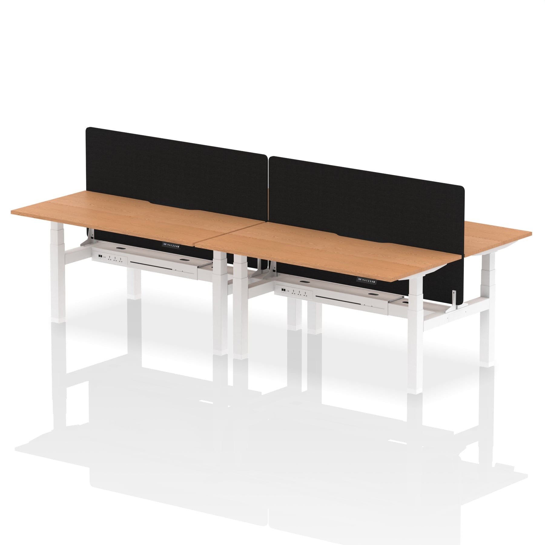 Air Back-to-Back Scalloped Edge Height Adjustable Bench Desk - 4 Person with Black Straight Screen - Image 48