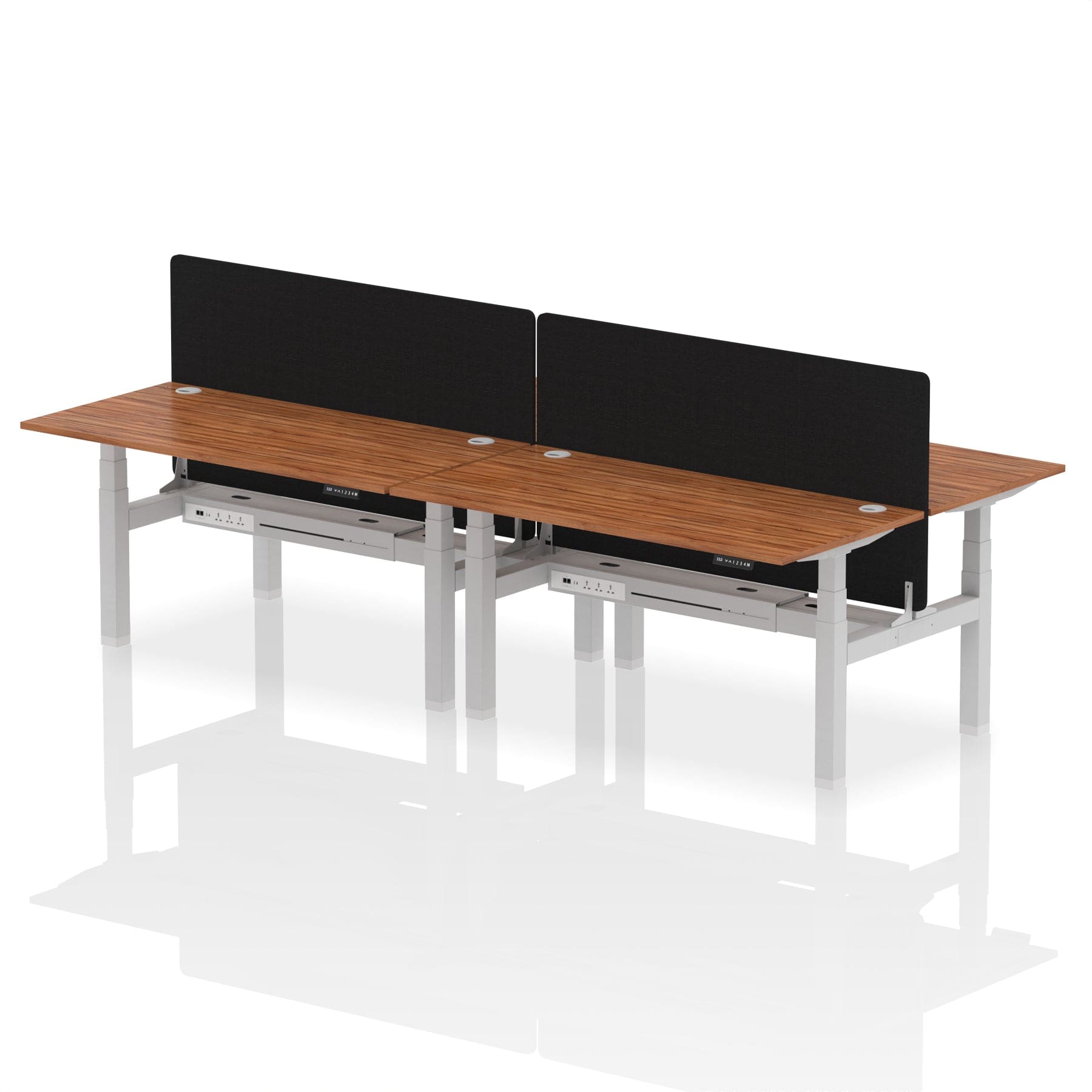 Air Back-to-Back Height Adjustable Bench Desk - 4 Person with Black Straight Screen - Image 50