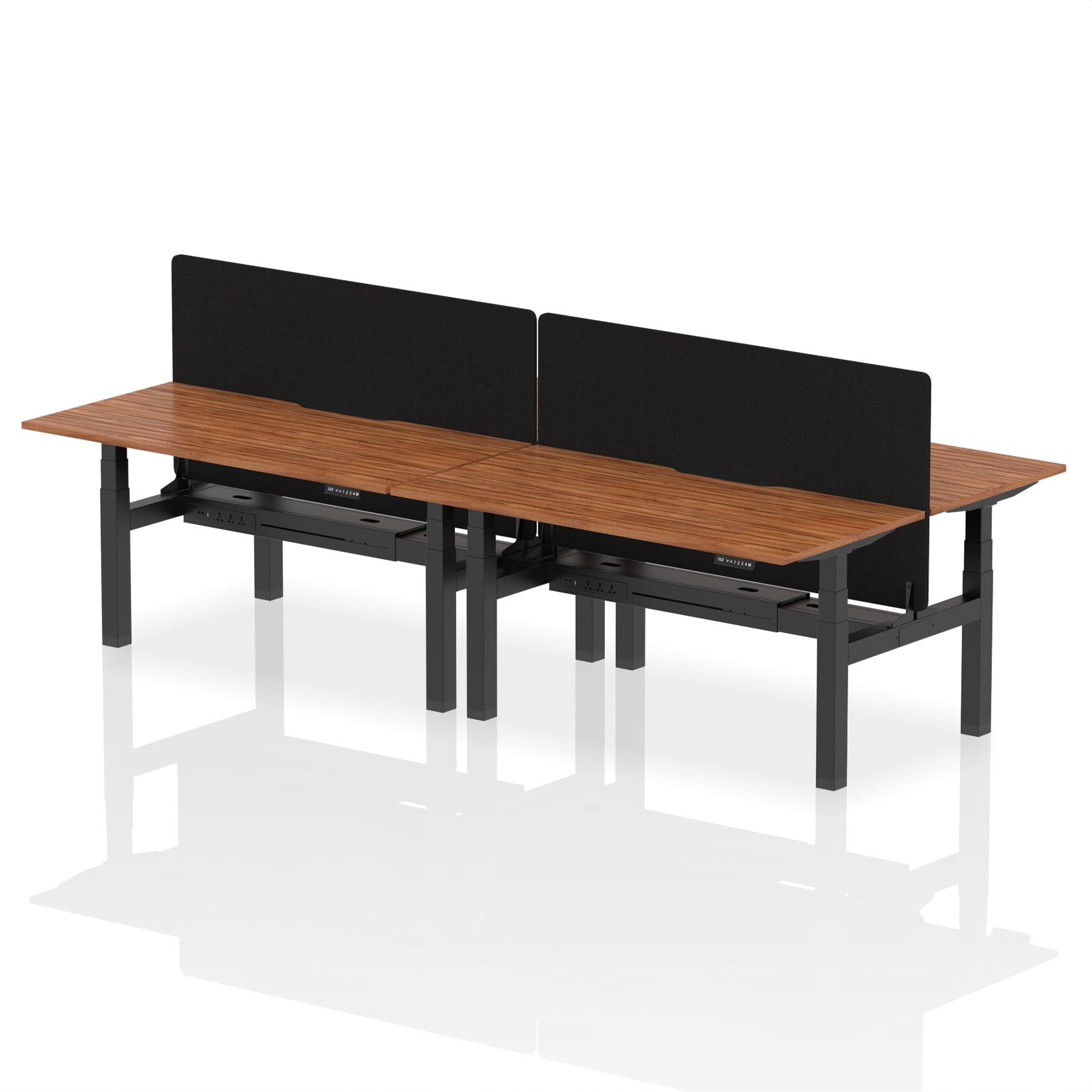 Air Back-to-Back Scalloped Edge Height Adjustable Bench Desk - 4 Person with Black Straight Screen - Image 49