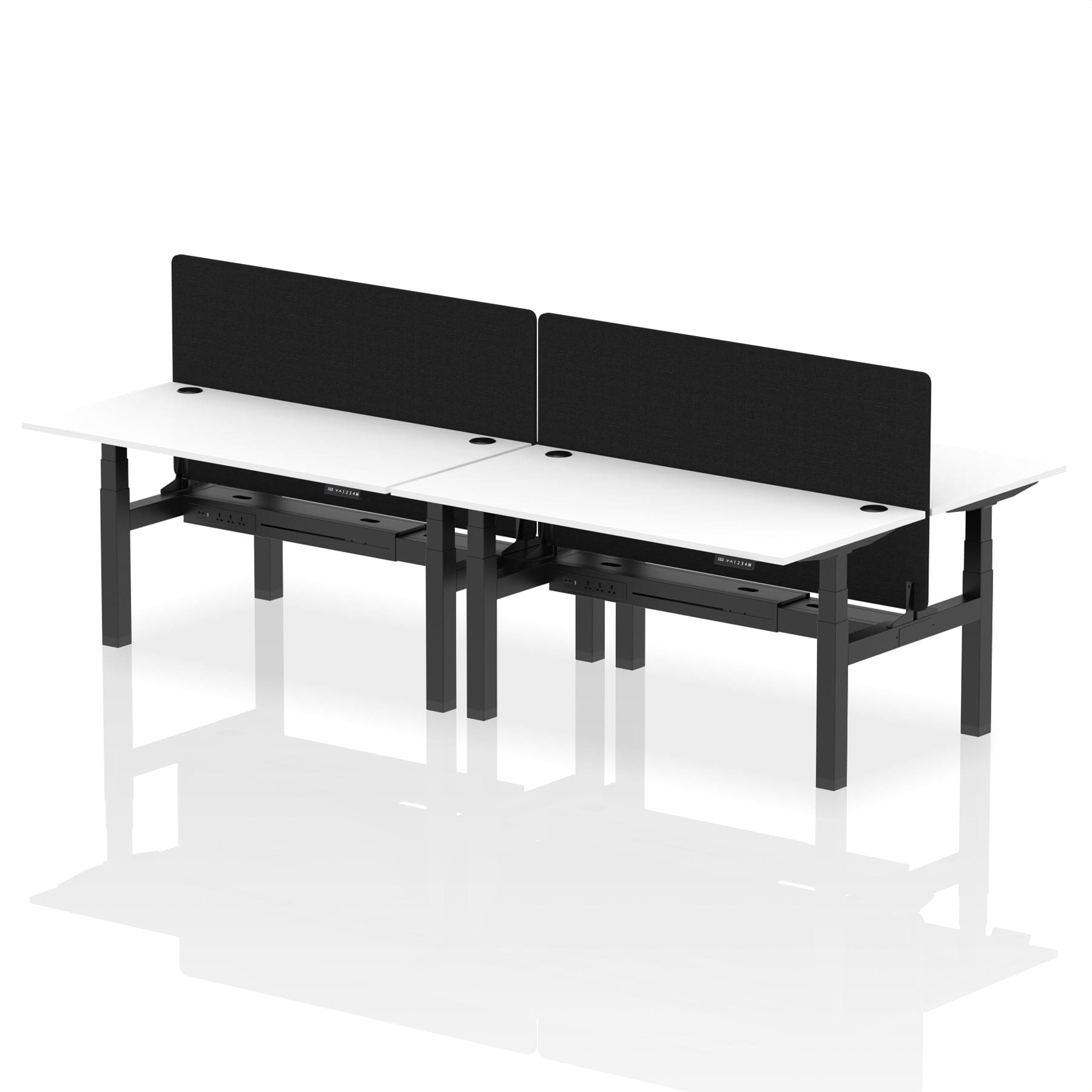 Air Back-to-Back Height Adjustable Bench Desk - 4 Person with Black Straight Screen - Image 52