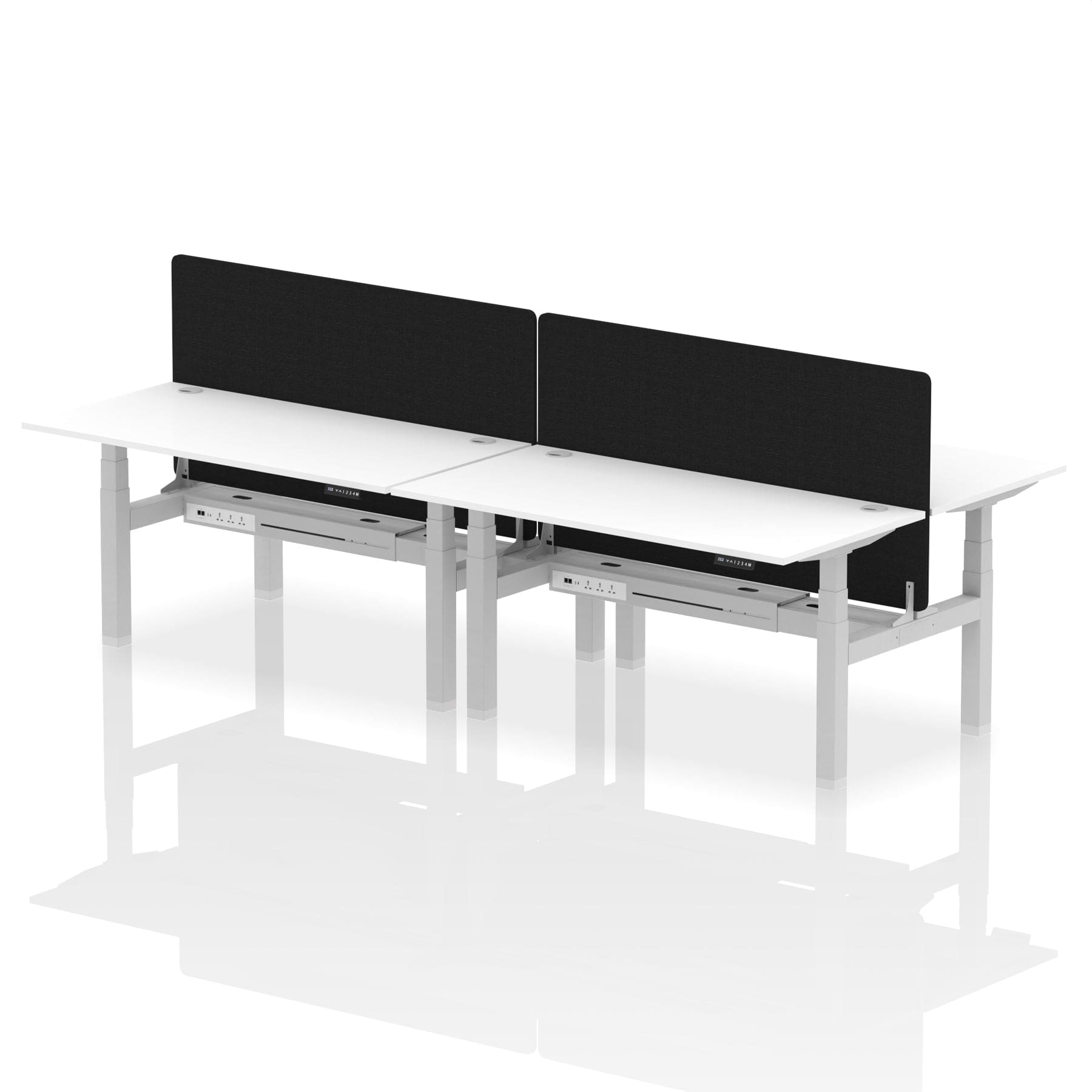 Air Back-to-Back Height Adjustable Bench Desk - 4 Person with Black Straight Screen - Image 53