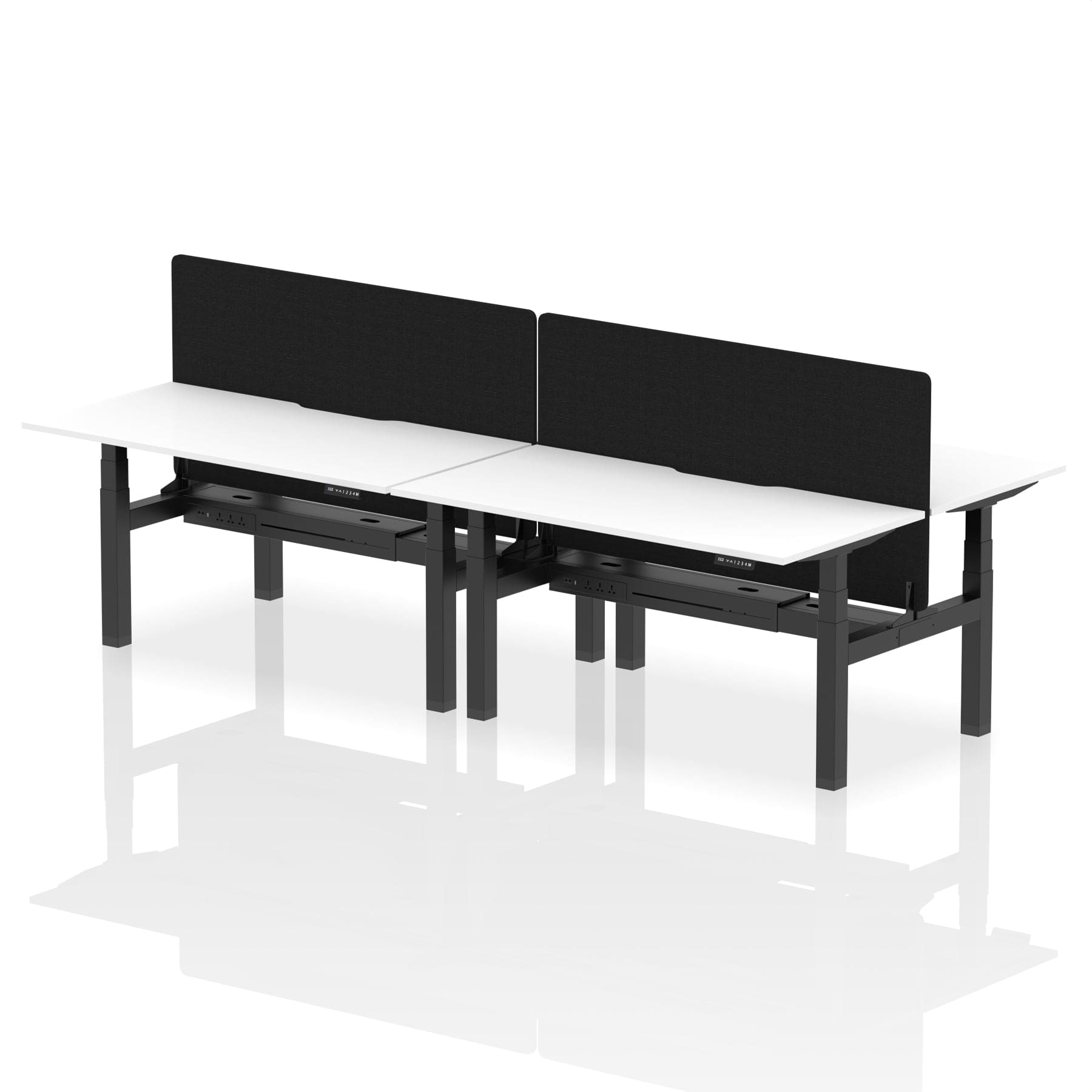 Air Back-to-Back Scalloped Edge Height Adjustable Bench Desk - 4 Person with Black Straight Screen - Image 52