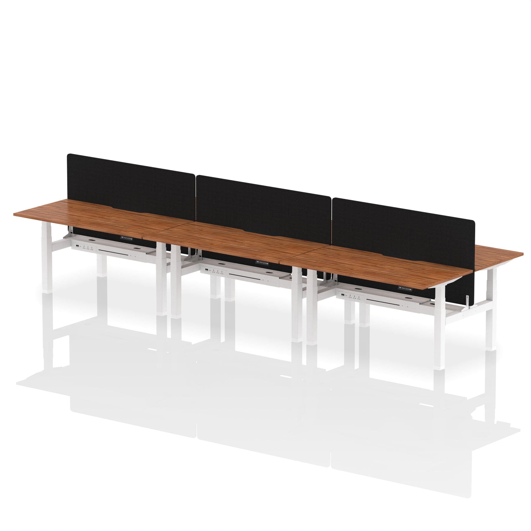 Air Back-to-Back Scalloped Edge Height Adjustable Bench Desk - 6 Person with Black Straight Screen - Image 51