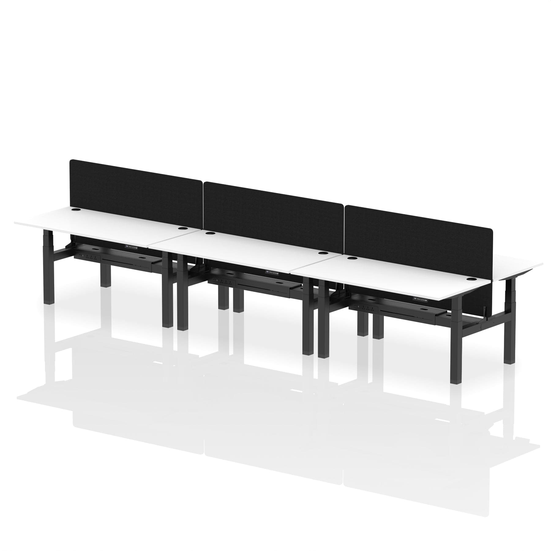 Air Back-to-Back Height Adjustable Bench Desk - 6 Person with Black Straight Screen - Image 52