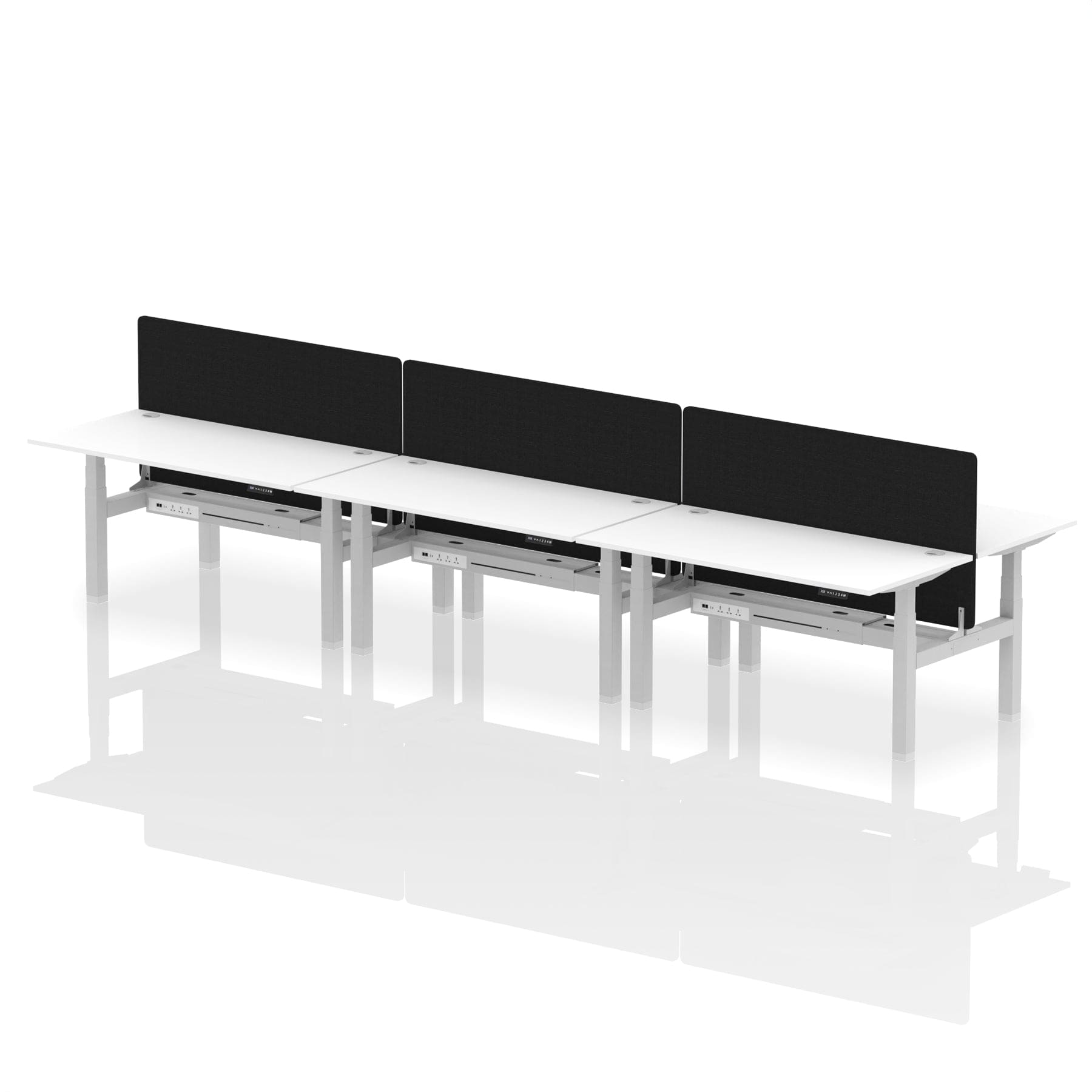 Air Back-to-Back Height Adjustable Bench Desk - 6 Person with Black Straight Screen - Image 53
