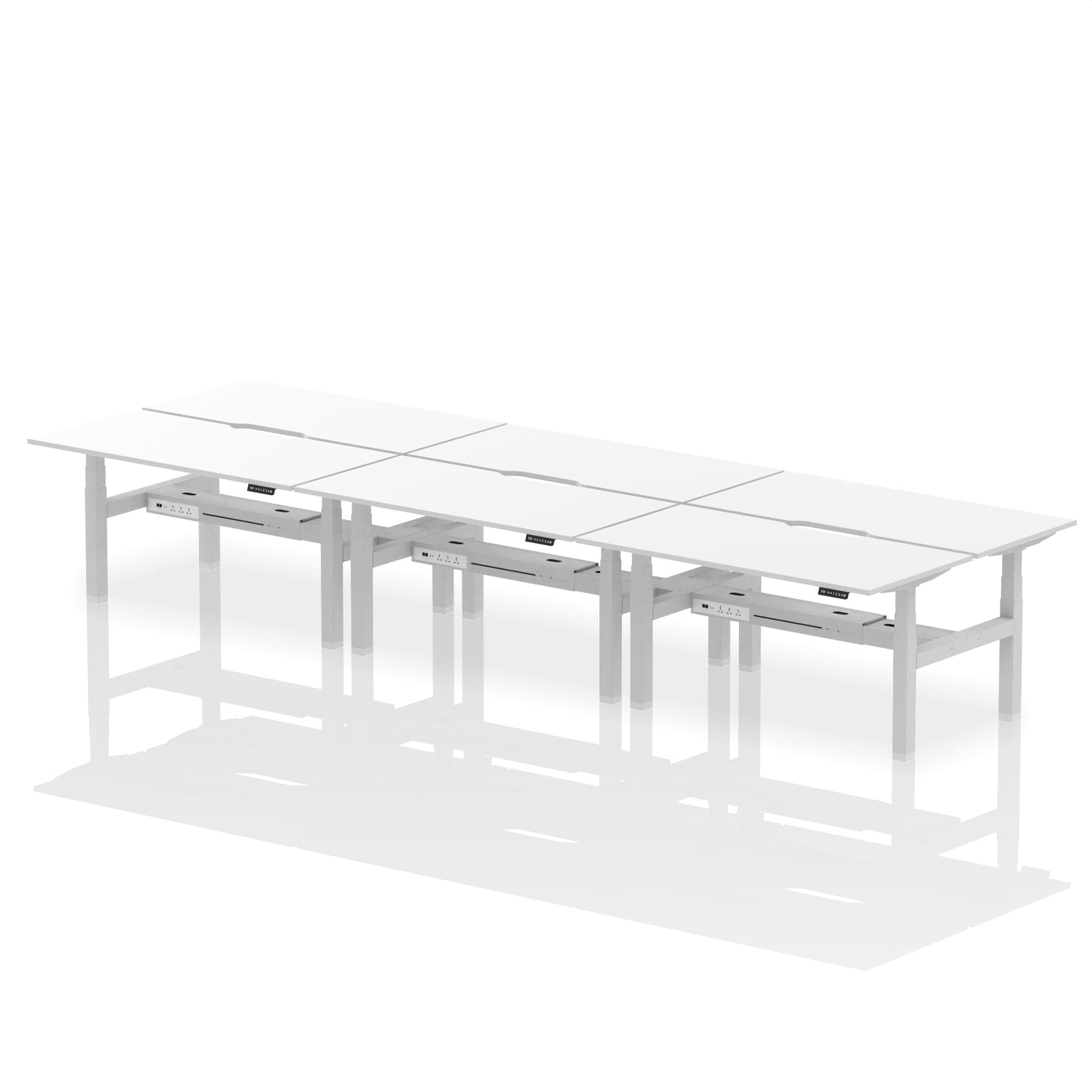 Air Back-to-Back Scalloped Edge Height Adjustable Bench Desk - 6 Person - Image 53